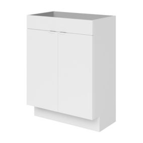 GoodHome Imandra Slimline Gloss White Double Bathroom Cabinet (H) 820mm (W) 600mm