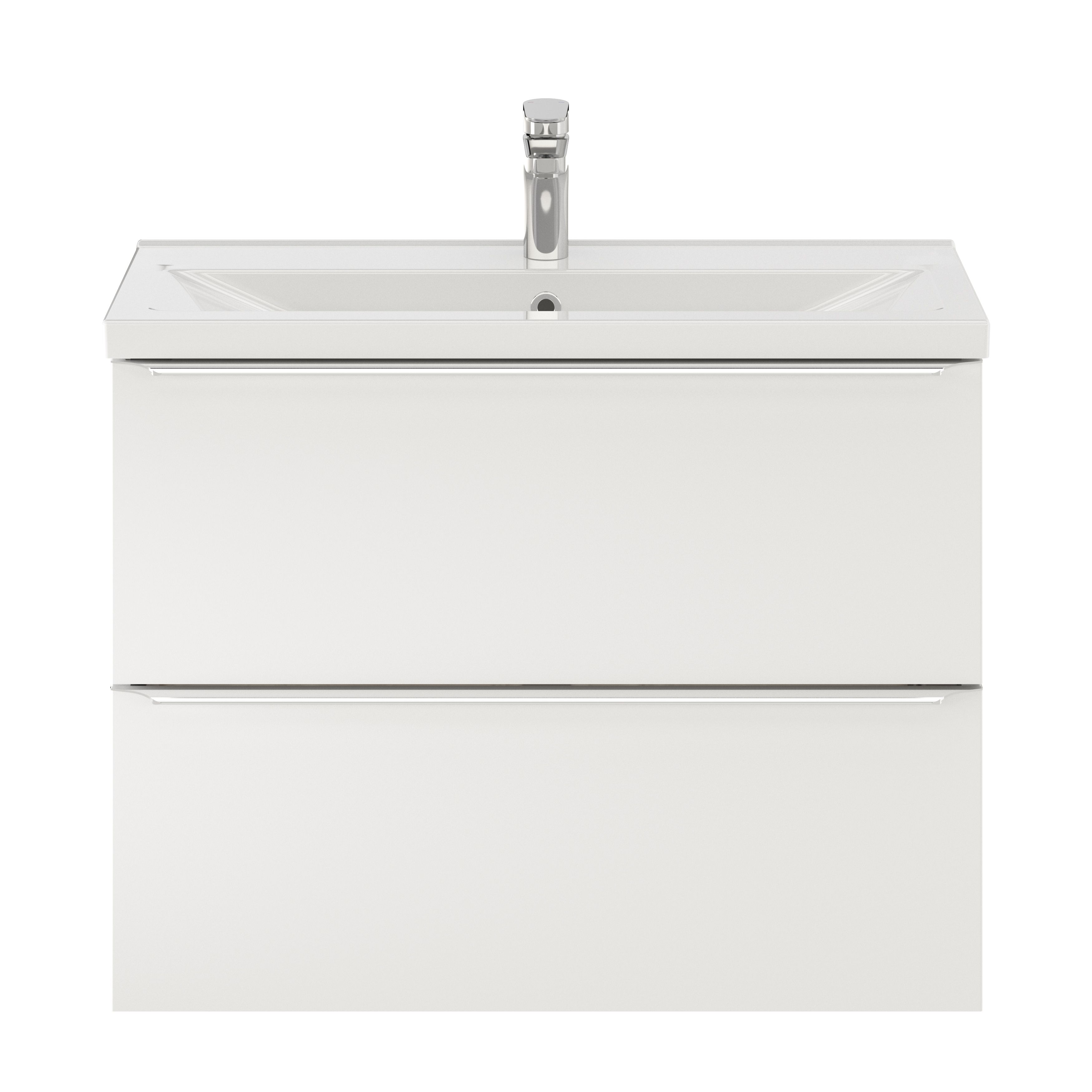GoodHome Imandra Slimline Gloss White Wall-mounted Bathroom Cabinet (H) 600mm (W) 800mm