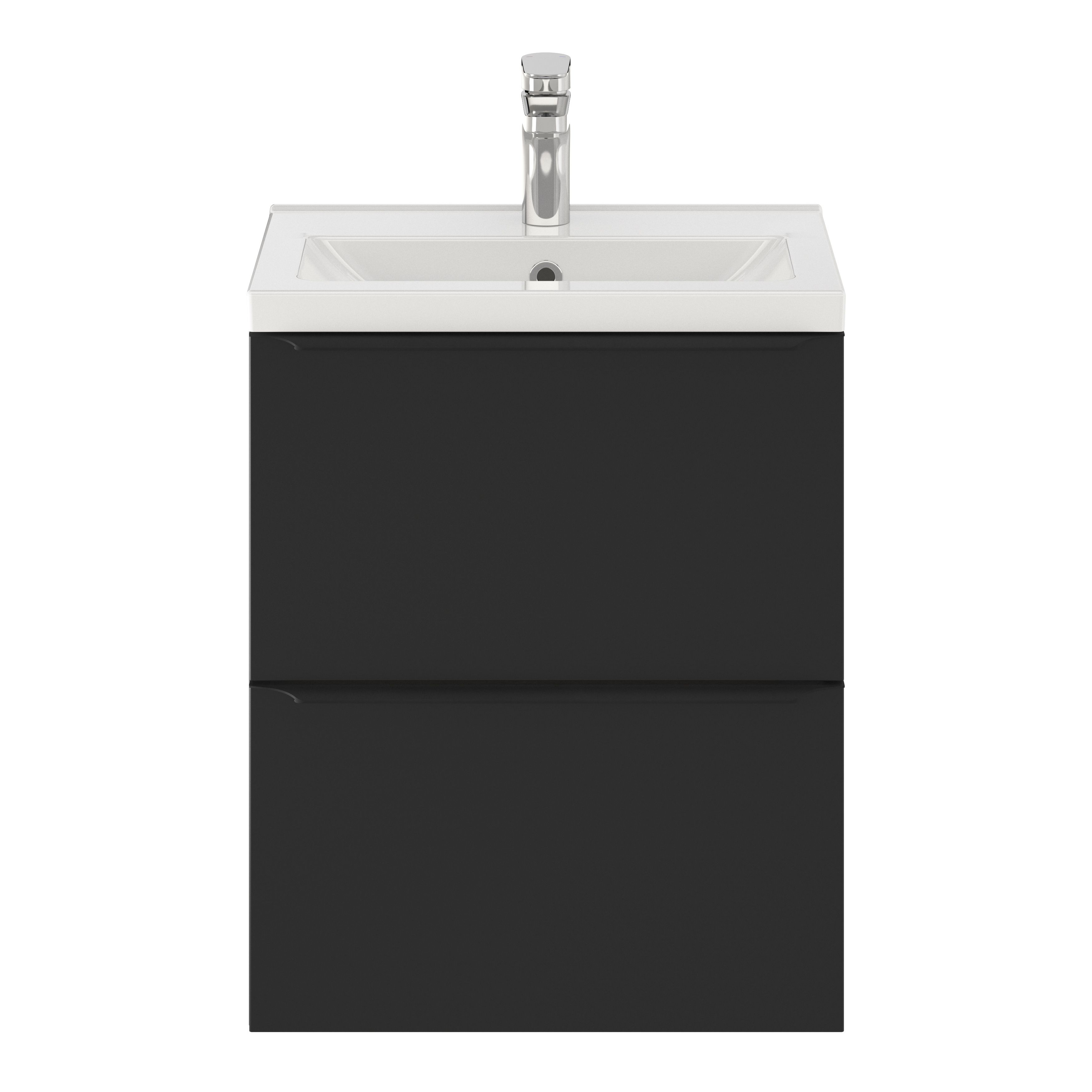 GoodHome Imandra Slimline Matt Black Wall-mounted Bathroom Cabinet (H) 600mm (W) 500mm