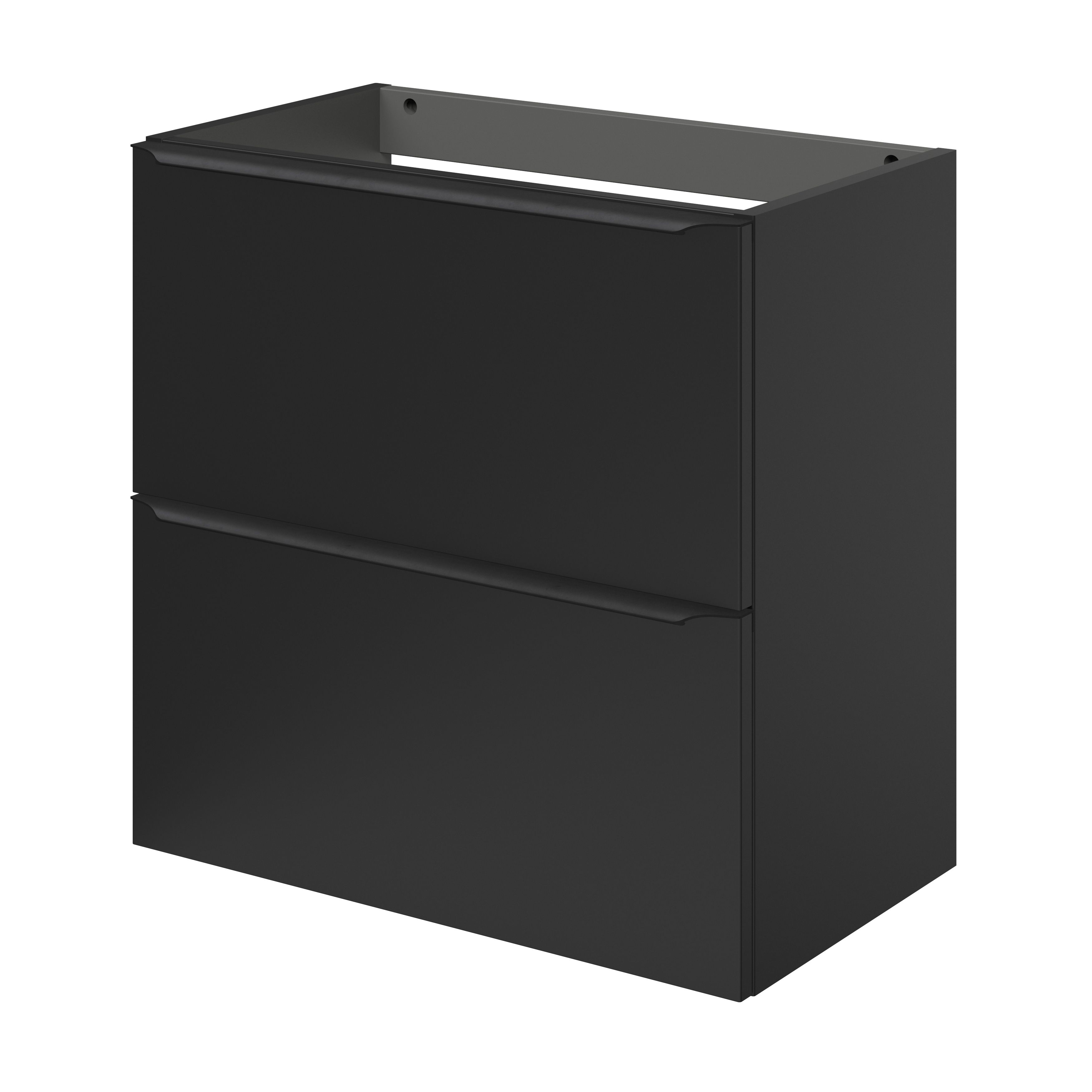 GoodHome Imandra Slimline Matt Black Wall-mounted Bathroom Cabinet (H) 600mm (W) 600mm