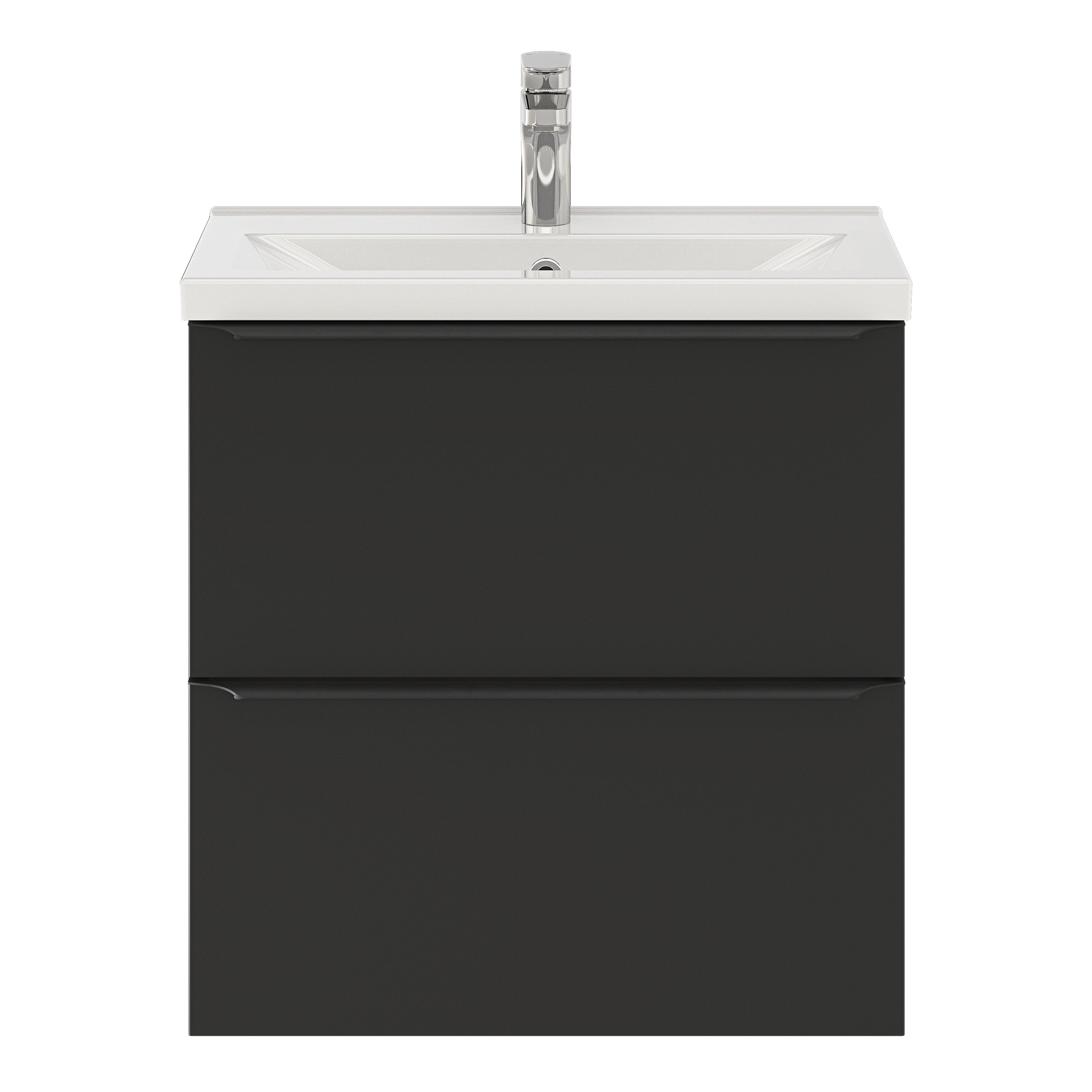 GoodHome Imandra Slimline Matt Black Wall-mounted Bathroom Cabinet (H) 600mm (W) 600mm