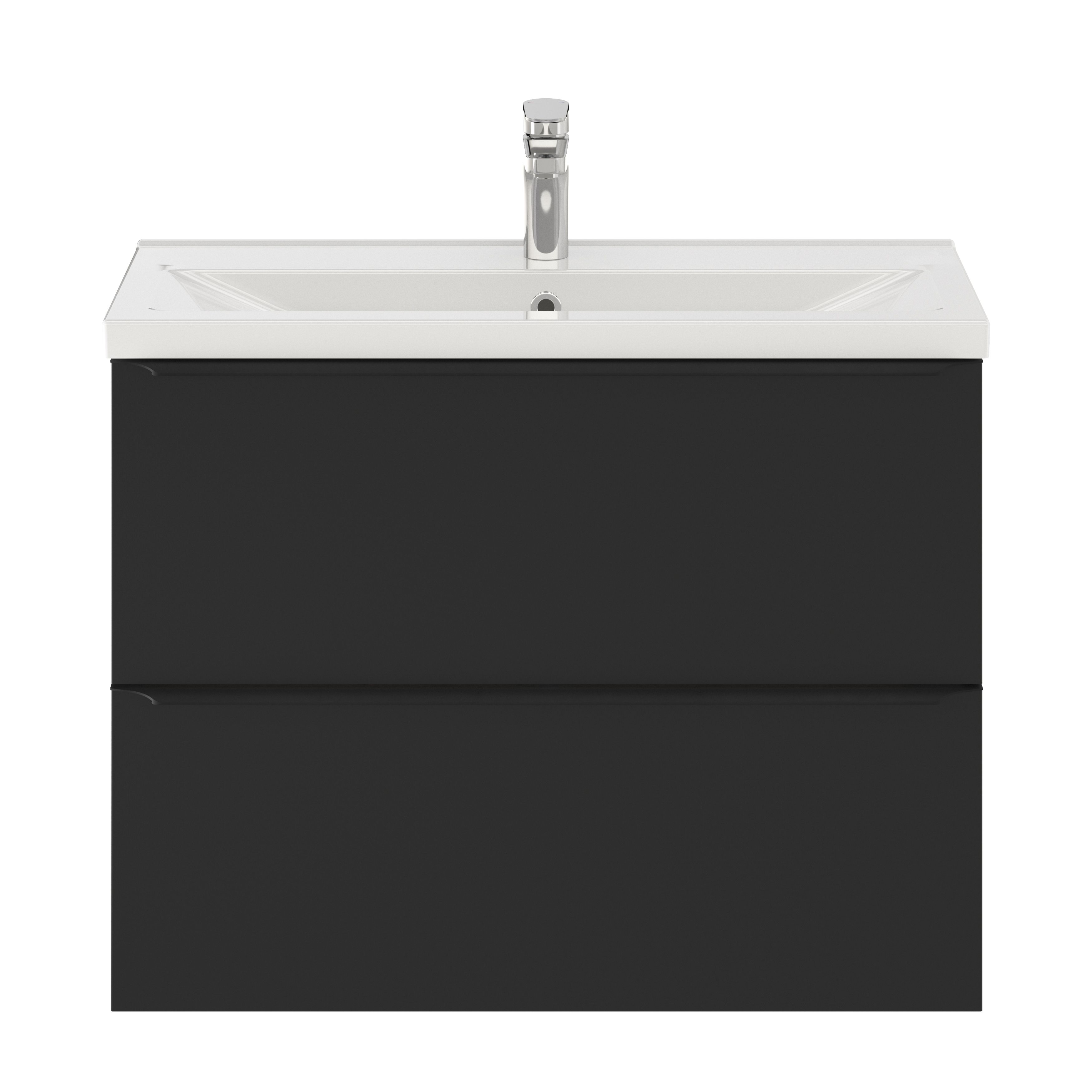 GoodHome Imandra Slimline Matt Black Wall-mounted Bathroom Cabinet (H) 600mm (W) 800mm