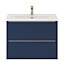 GoodHome Imandra Slimline Matt Blue Wall-mounted Bathroom Cabinet (H) 600mm (W) 800mm