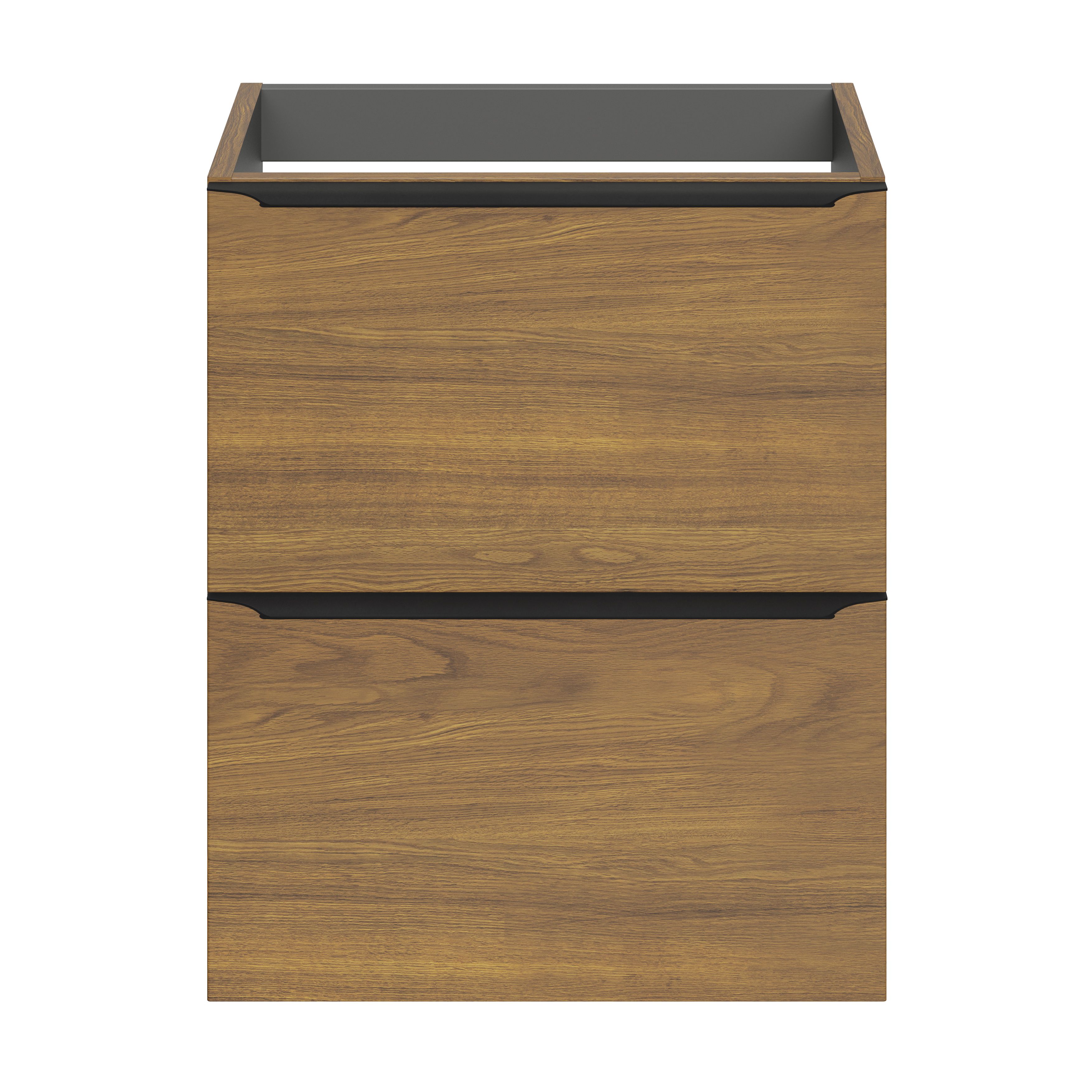 GoodHome Imandra Slimline Walnut effect Wall-mounted Bathroom Cabinet (H) 600mm (W) 500mm