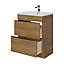 GoodHome Imandra Standard Matt Walnut effect Freestanding Bathroom Cabinet (H) 820mm (W) 600mm