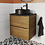 GoodHome Imandra Standard Walnut effect Wall-mounted Bathroom Cabinet (H) 600mm (W) 600mm
