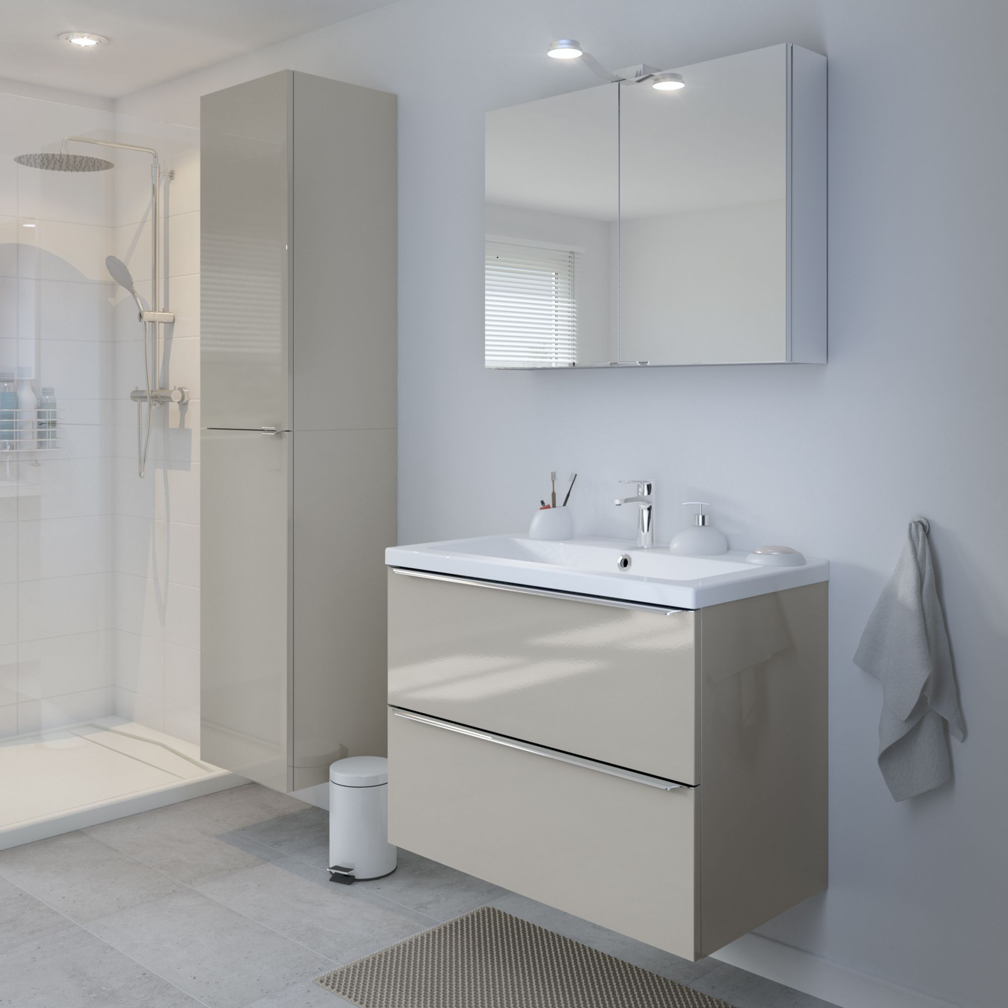 GoodHome Imandra Taupe Wall-mounted Vanity unit & basin set - Includes Mila basin (W)804mm