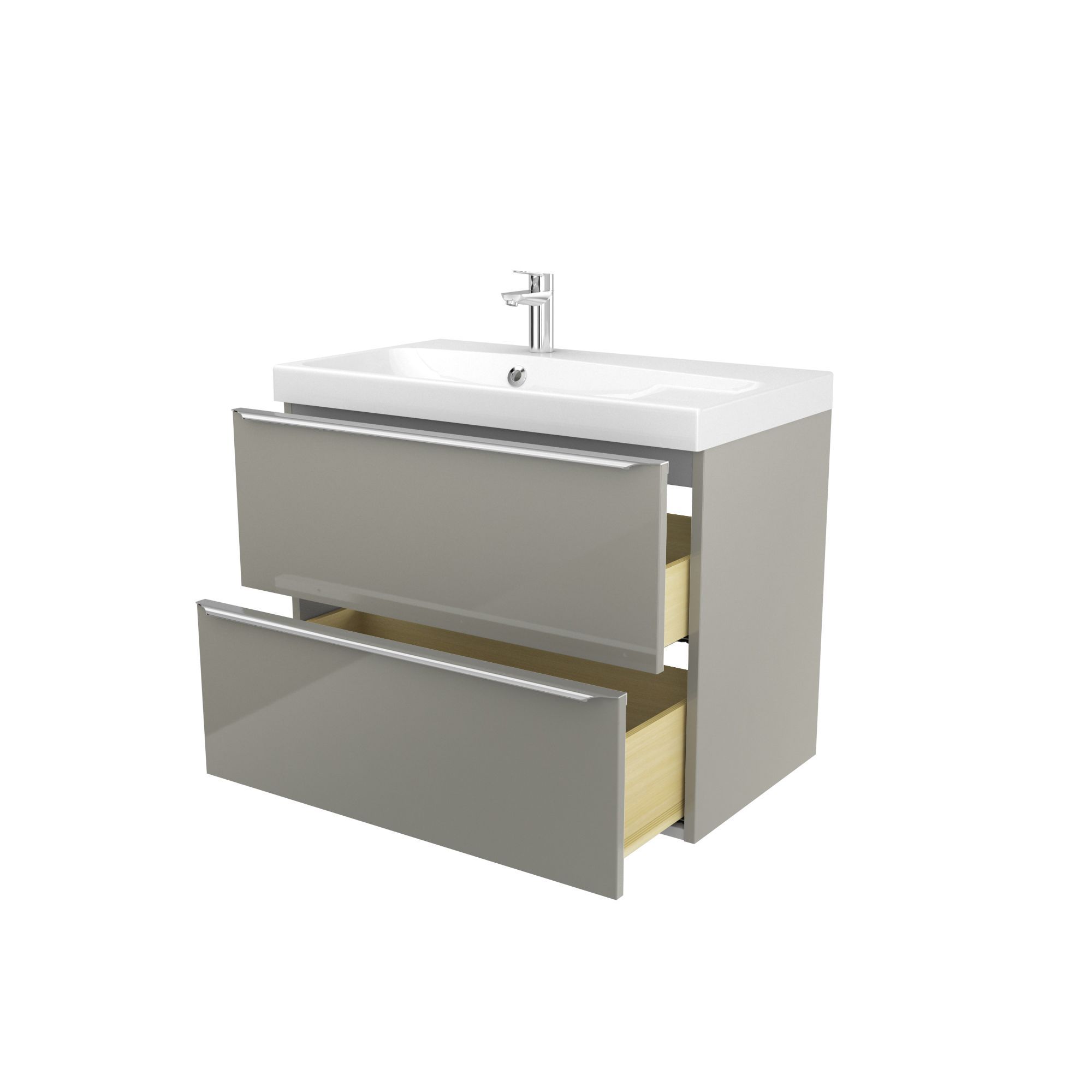 GoodHome Imandra Taupe Wall-mounted Vanity unit & basin set - Includes Mila basin (W)804mm