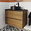 GoodHome Imandra Walnut effect Wall-mounted Bathroom Cabinet (H) 600mm (W) 800mm