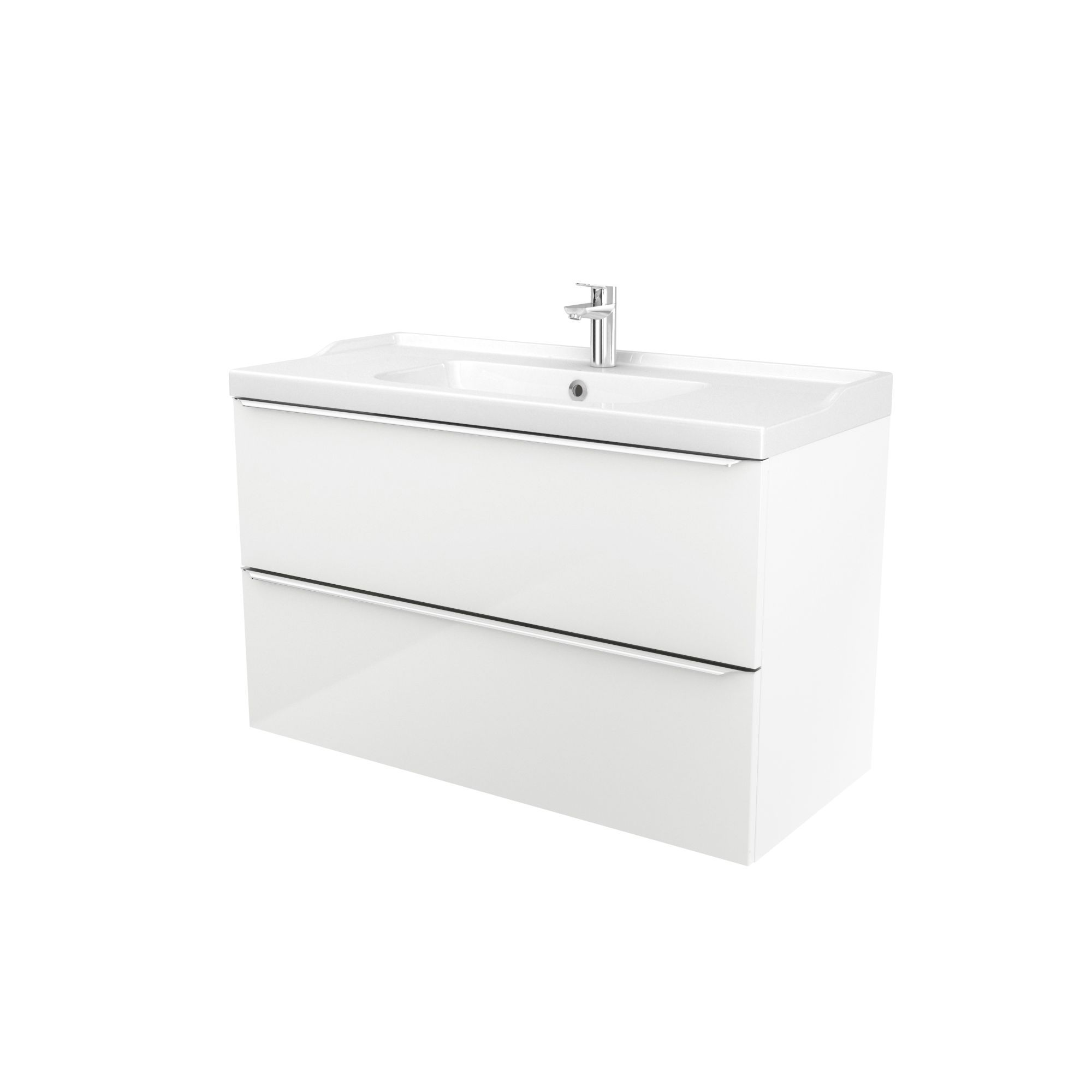 GoodHome Imandra White Wallmounted Vanity unit & basin set Includes
