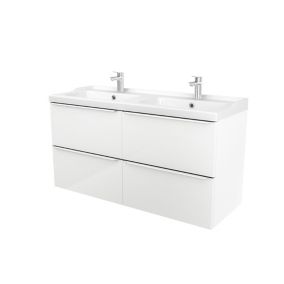 GoodHome Imandra White Wall-mounted Vanity unit & basin set - Includes Lana basin (W)1204mm
