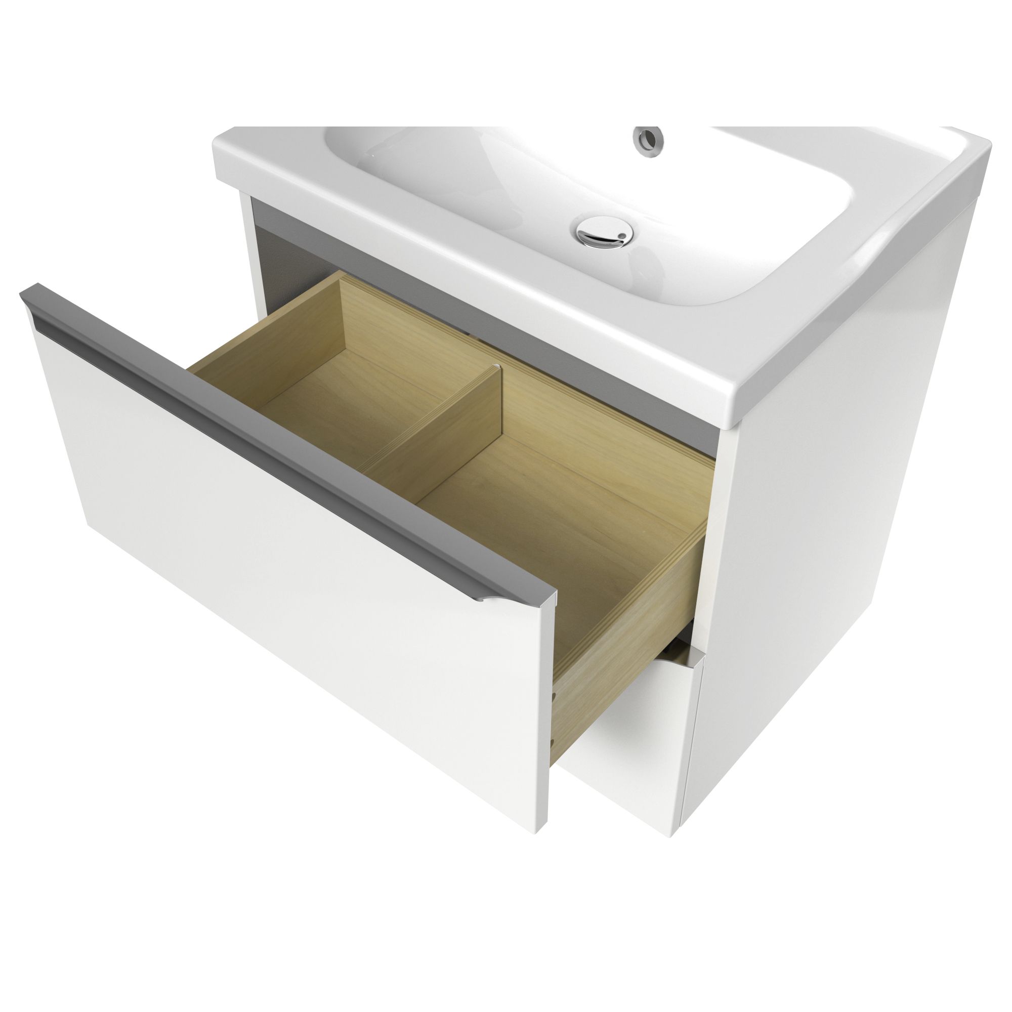GoodHome Imandra White Wall-mounted Vanity unit & basin set - Includes Lana basin (W)604mm