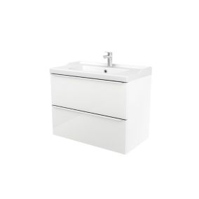 GoodHome Imandra White Wall-mounted Vanity unit & basin set - Includes Lana basin (W)804mm