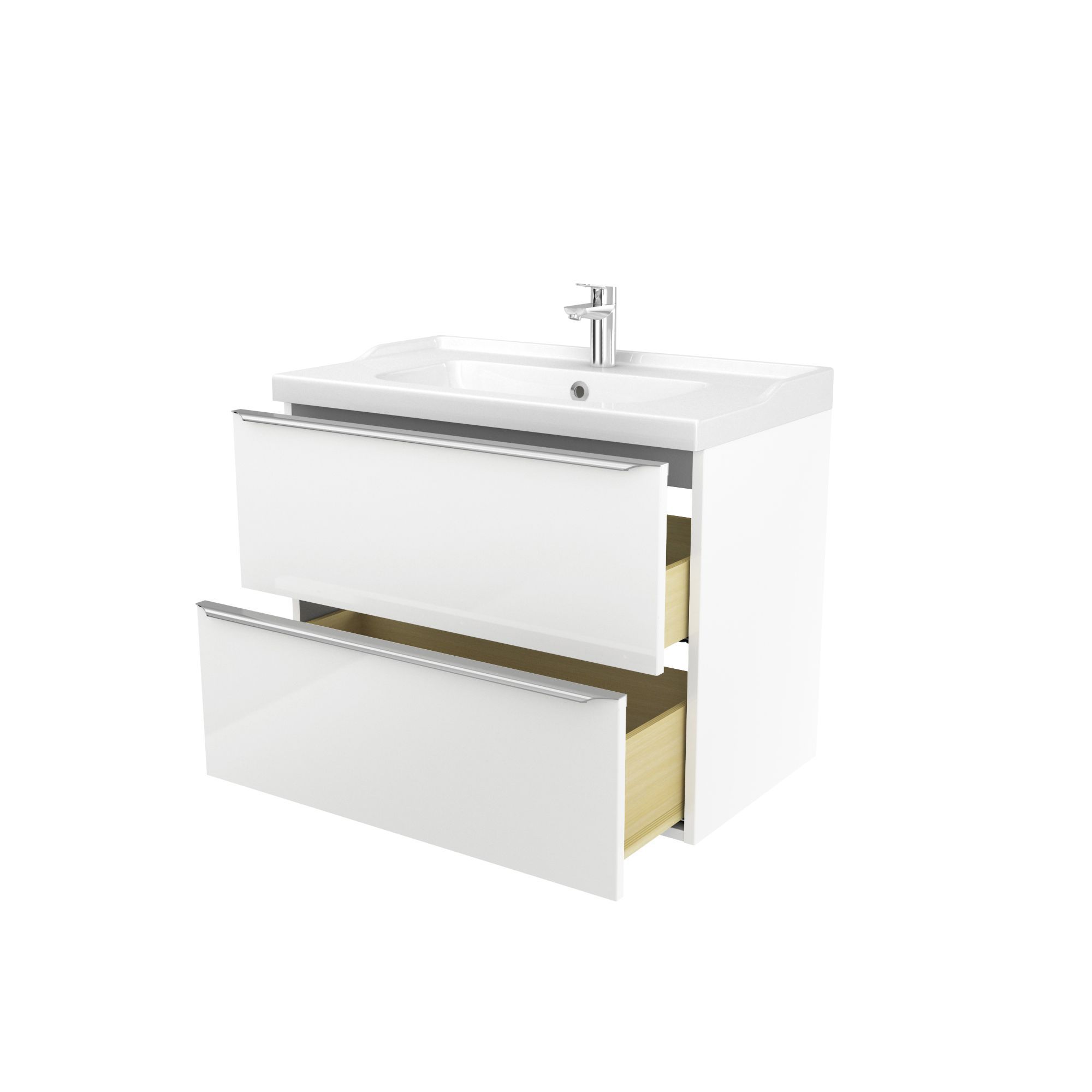 GoodHome Imandra White Wall-mounted Vanity unit & basin set - Includes Lana basin (W)804mm