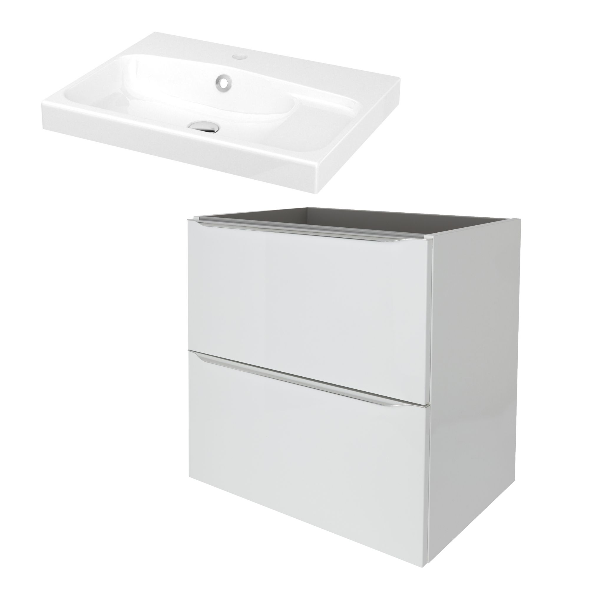 GoodHome Imandra White Wall-mounted Vanity unit & basin set - Includes Mila basin (W)604mm