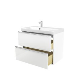 GoodHome Imandra White Wall-mounted Vanity unit & basin set - Includes Mila basin (W)804mm