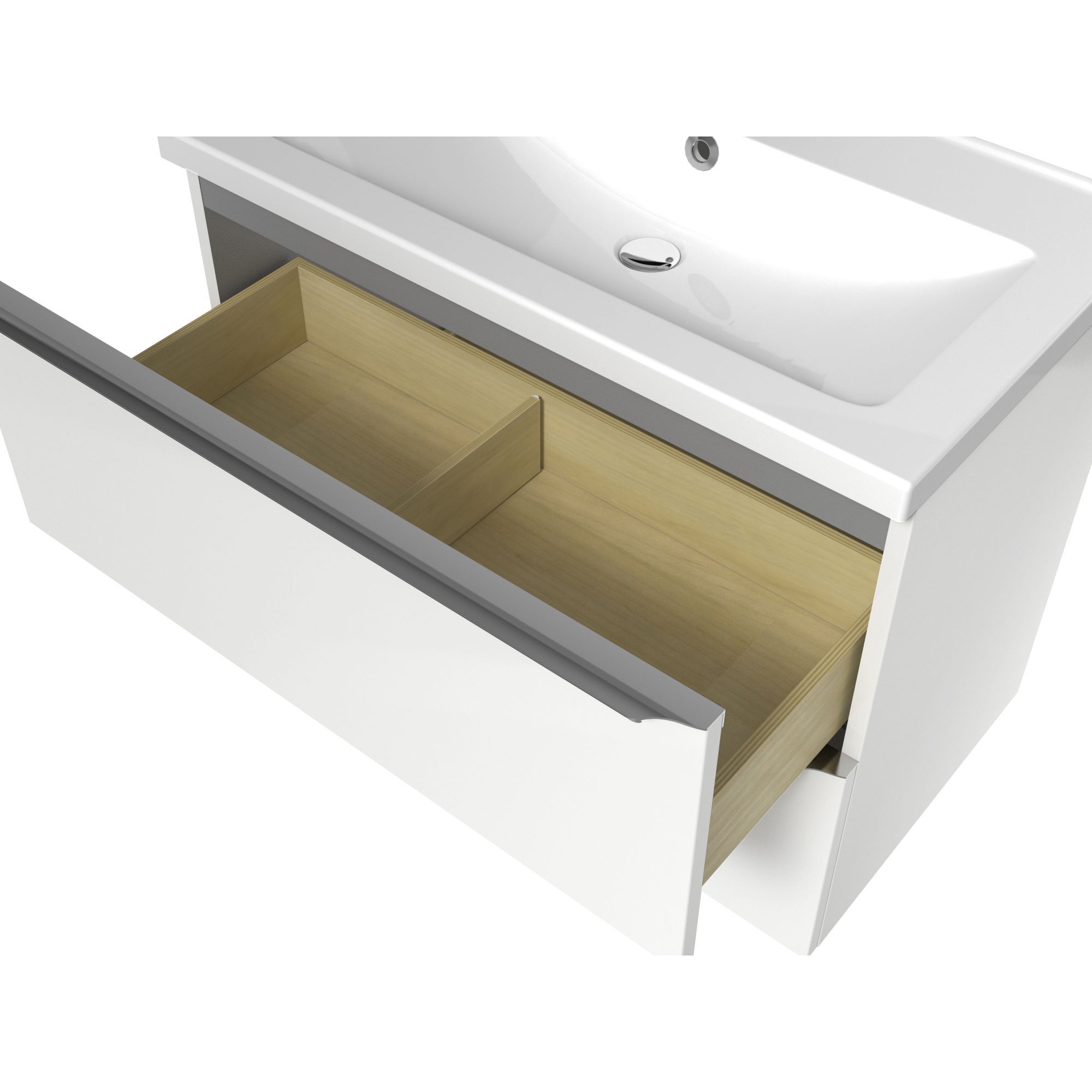 GoodHome Imandra White Wall-mounted Vanity unit & basin set - Includes Mila basin (W)804mm