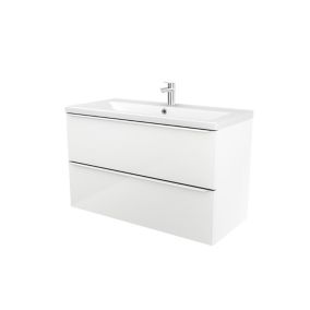 GoodHome Imandra White Wall-mounted Vanity unit & basin set - Includes Nira basin (W)1004mm