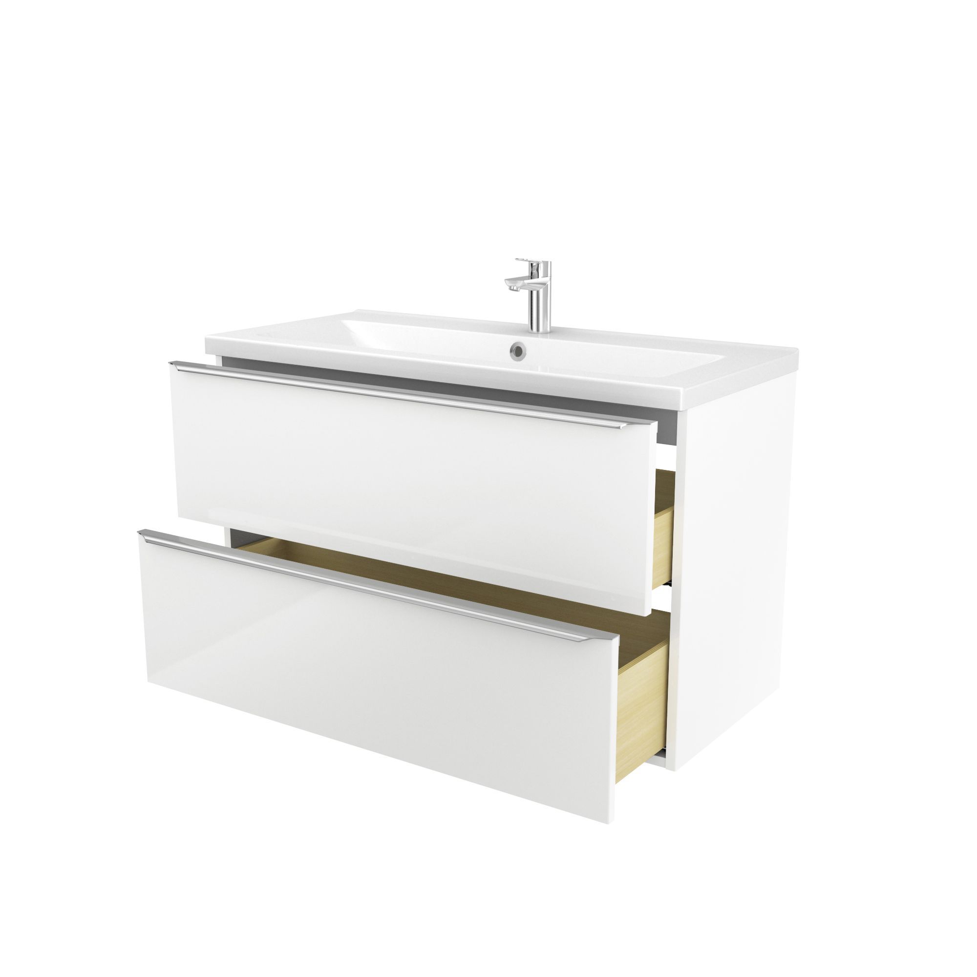 GoodHome Imandra White Wall-mounted Vanity unit & basin set - Includes Nira basin (W)1004mm