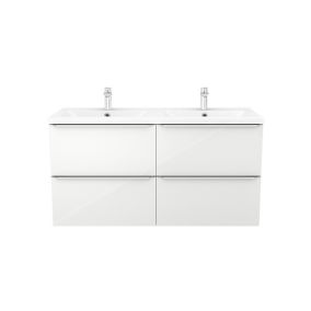 GoodHome Imandra White Wall-mounted Vanity unit & basin set - Includes Nira basin (W)1204mm