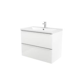 GoodHome Imandra White Wall-mounted Vanity unit & basin set - Includes Nira basin (W)804mm