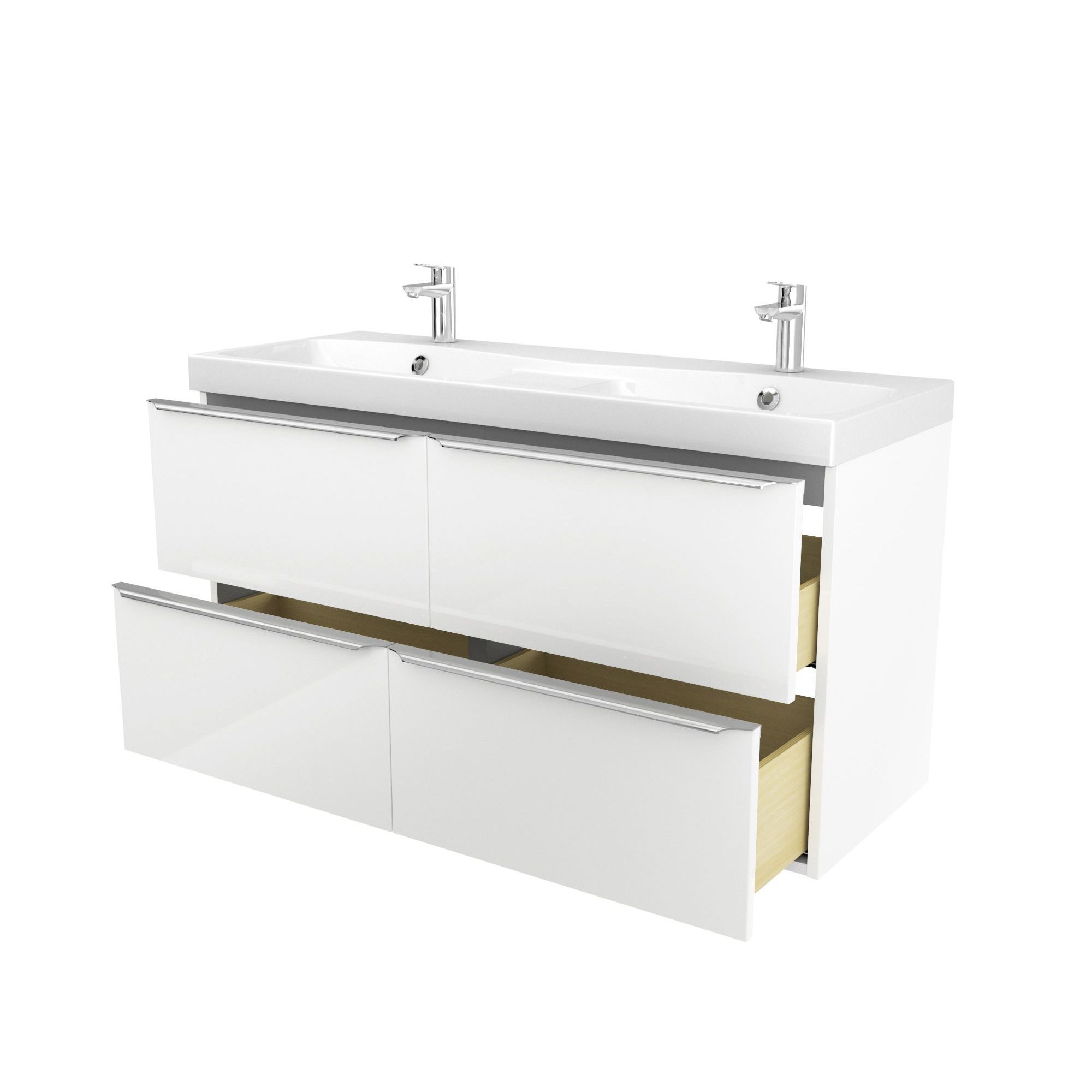 GoodHome Imandra White Wall-mounted Vanity unit & basin set & Mila (W)1204mm
