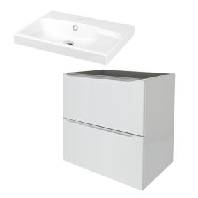 GoodHome Imandra White Wall-mounted Vanity unit & basin set & Mila (W)604mm