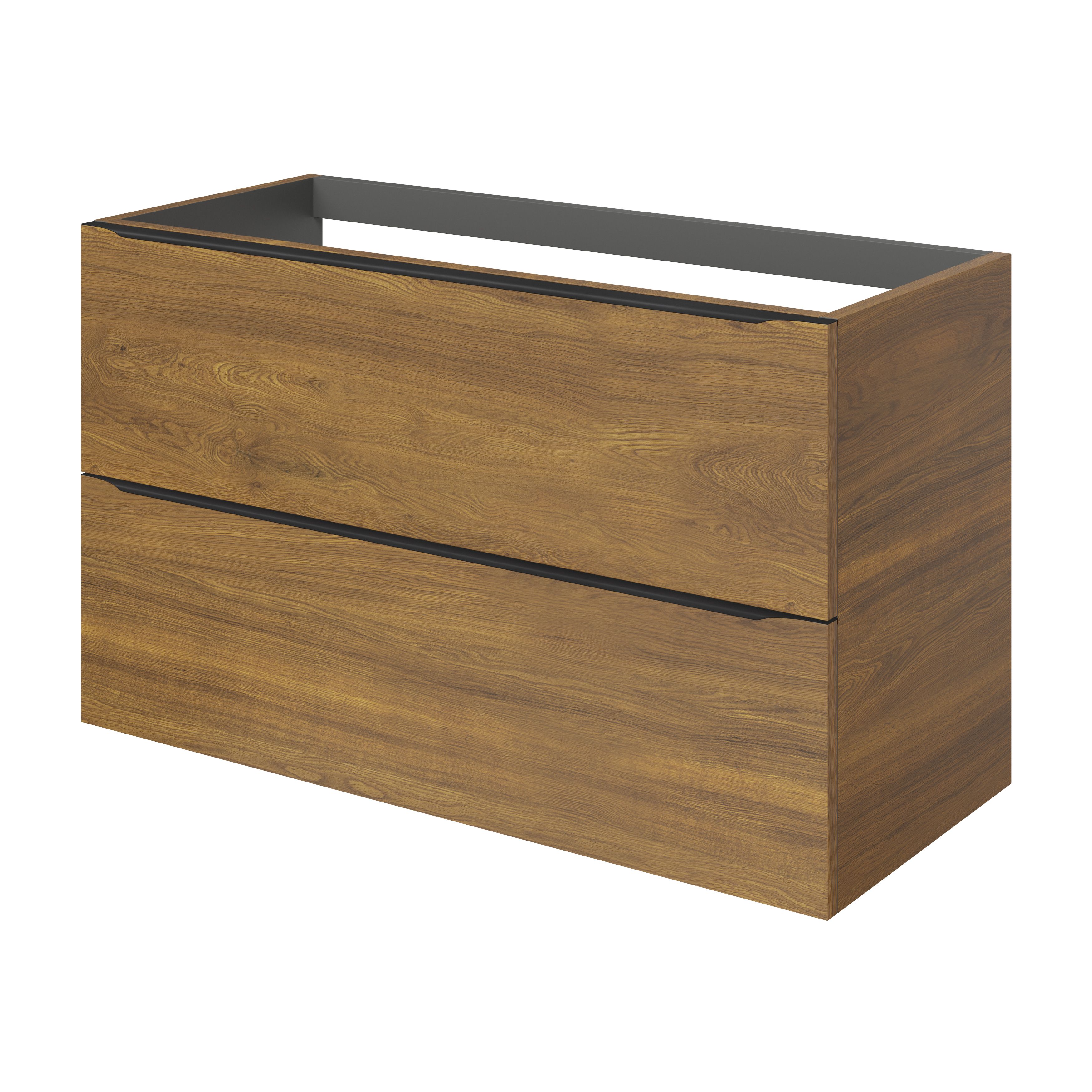 GoodHome Imandra Wide Walnut effect Wall-mounted Bathroom Cabinet (H) 600mm (W) 1000mm