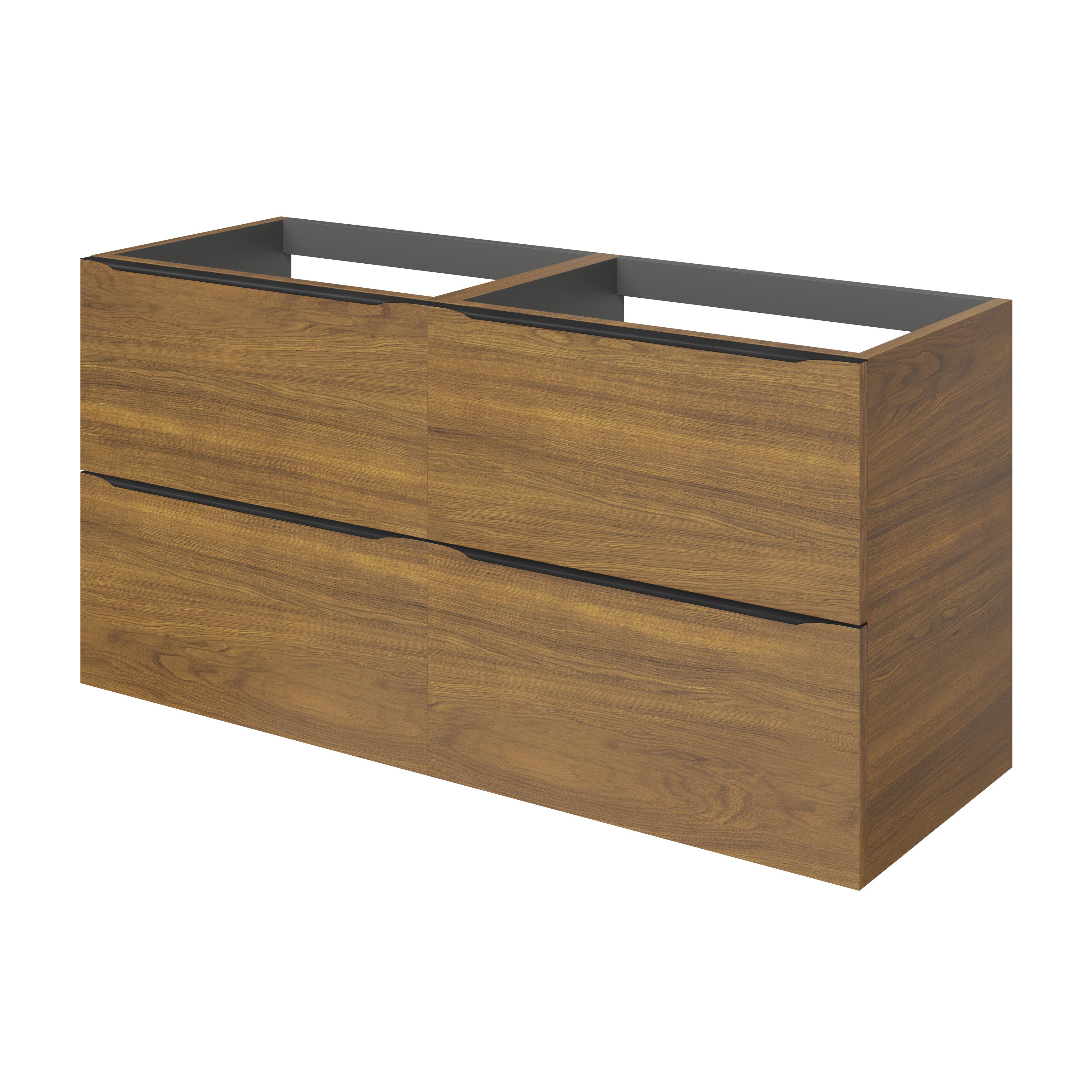 GoodHome Imandra Wide Walnut effect Wall-mounted Bathroom Cabinet (H) 600mm (W) 1200mm