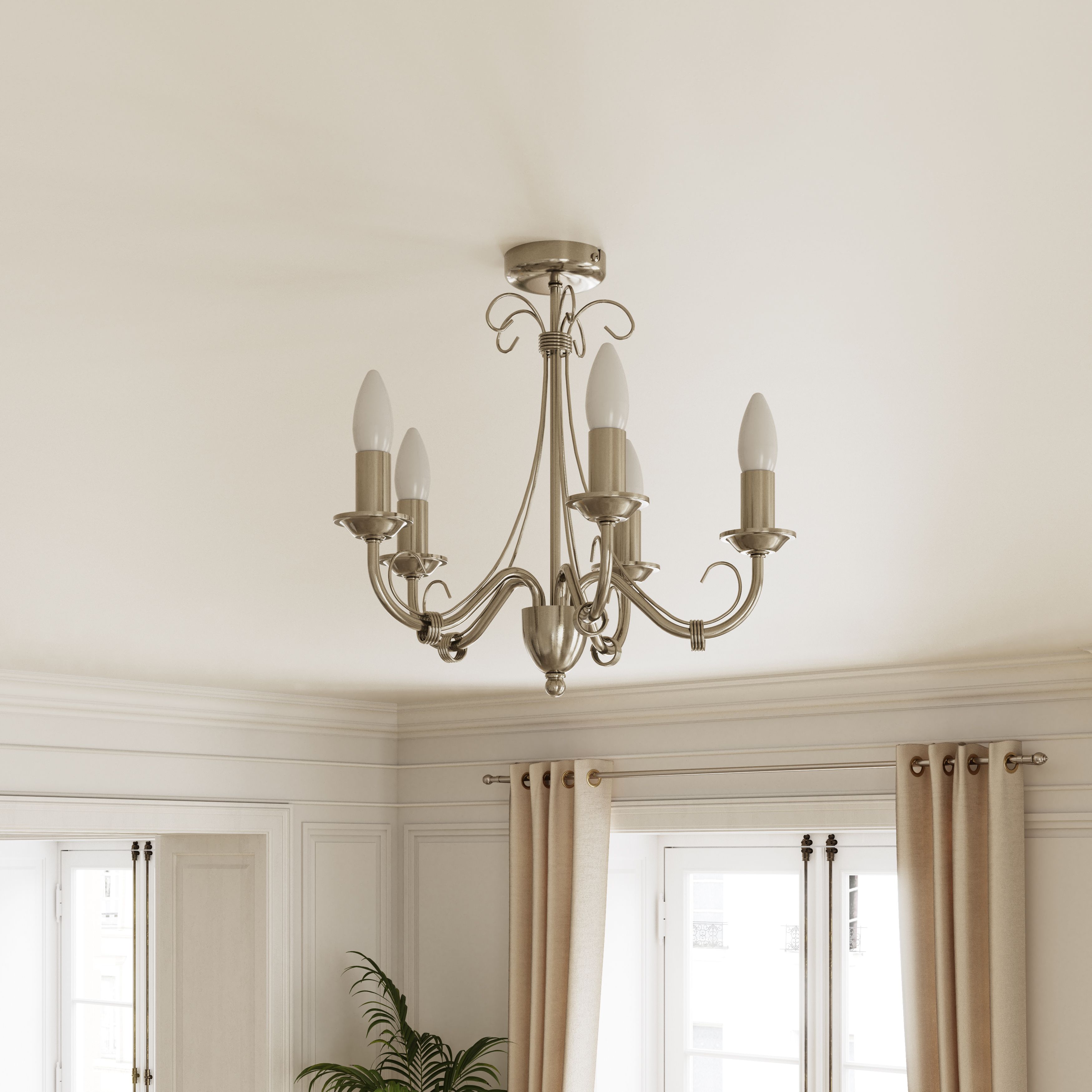 GoodHome Inuus Vintage Metal Antique brass effect 5 Lamp Ceiling light