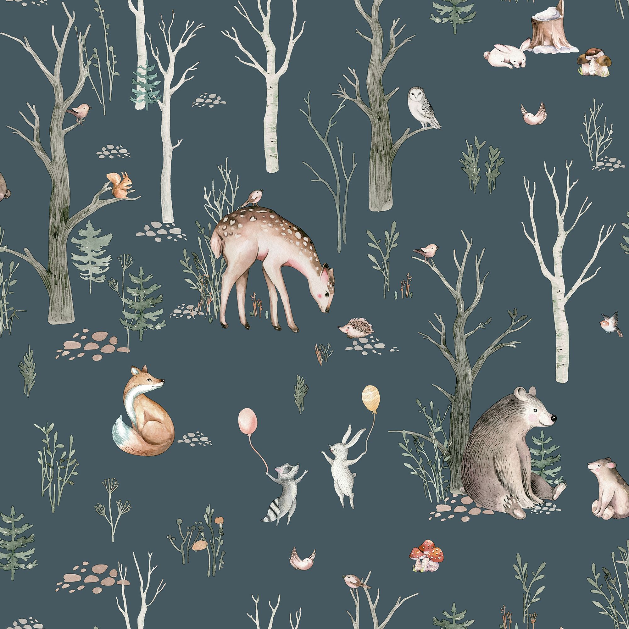 GoodHome Iris Grey Forest animals Textured Wallpaper