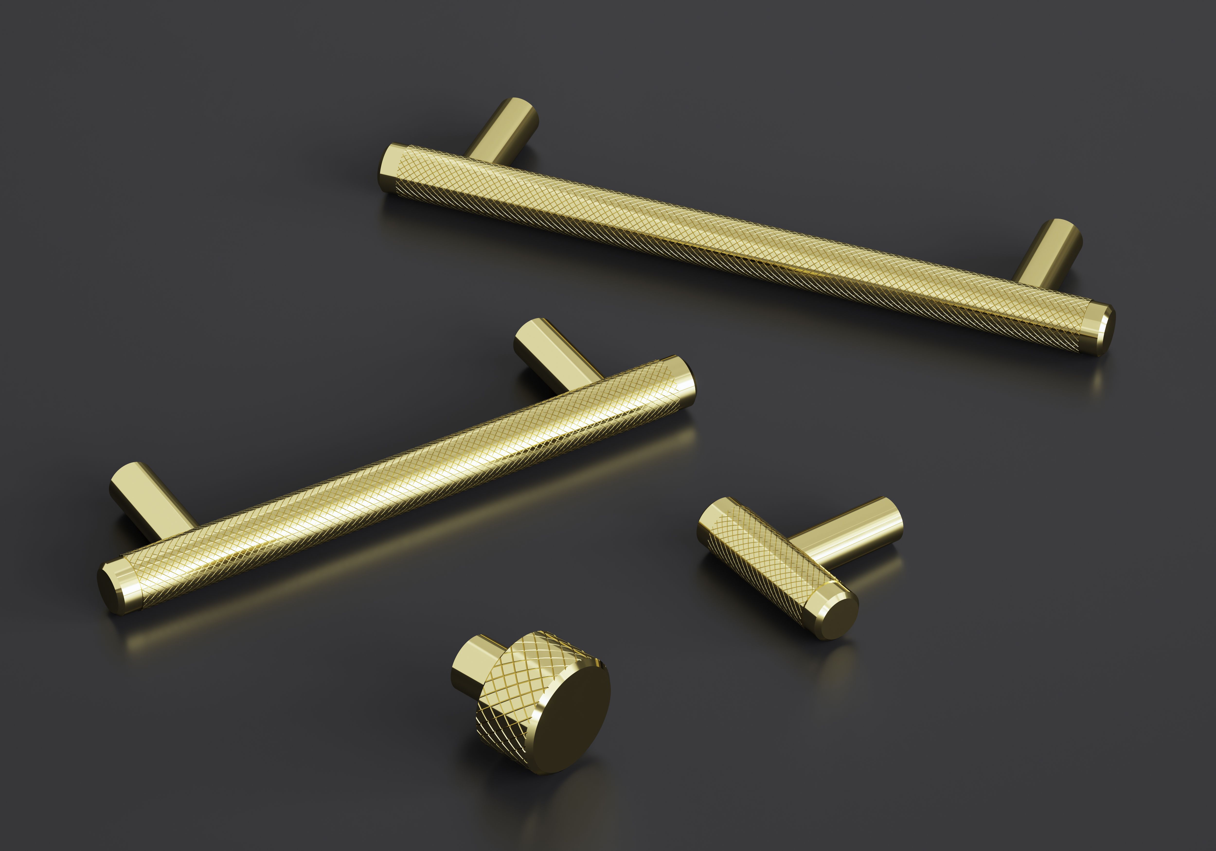 GoodHome Irus Brass effect Any room T-shaped Pull Handle, (L)168mm x (D)35mm, Pack of 2