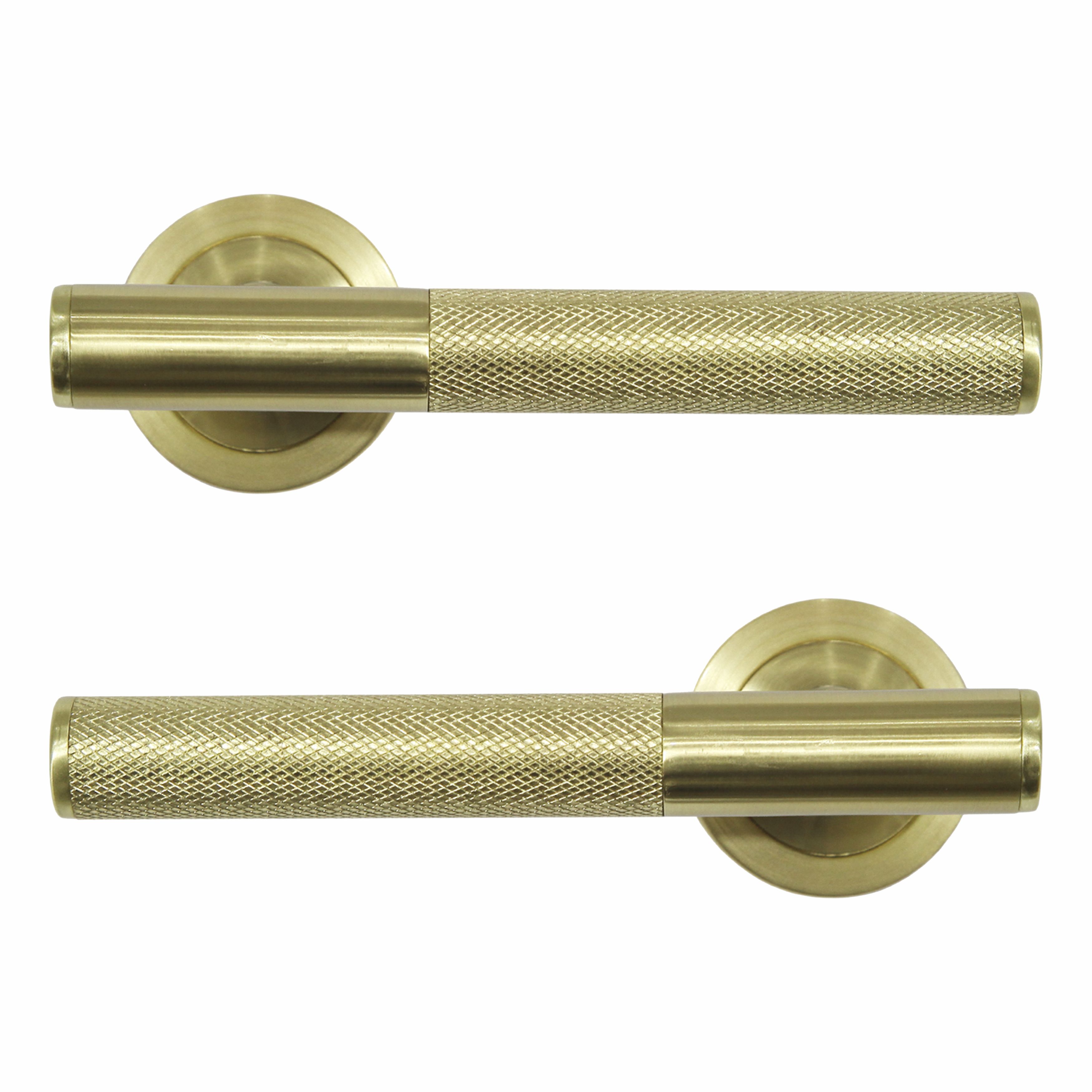 GoodHome Irus Brushed Brass effect Round Latch Door handle (L)150mm, Pair DIY at B&Q
