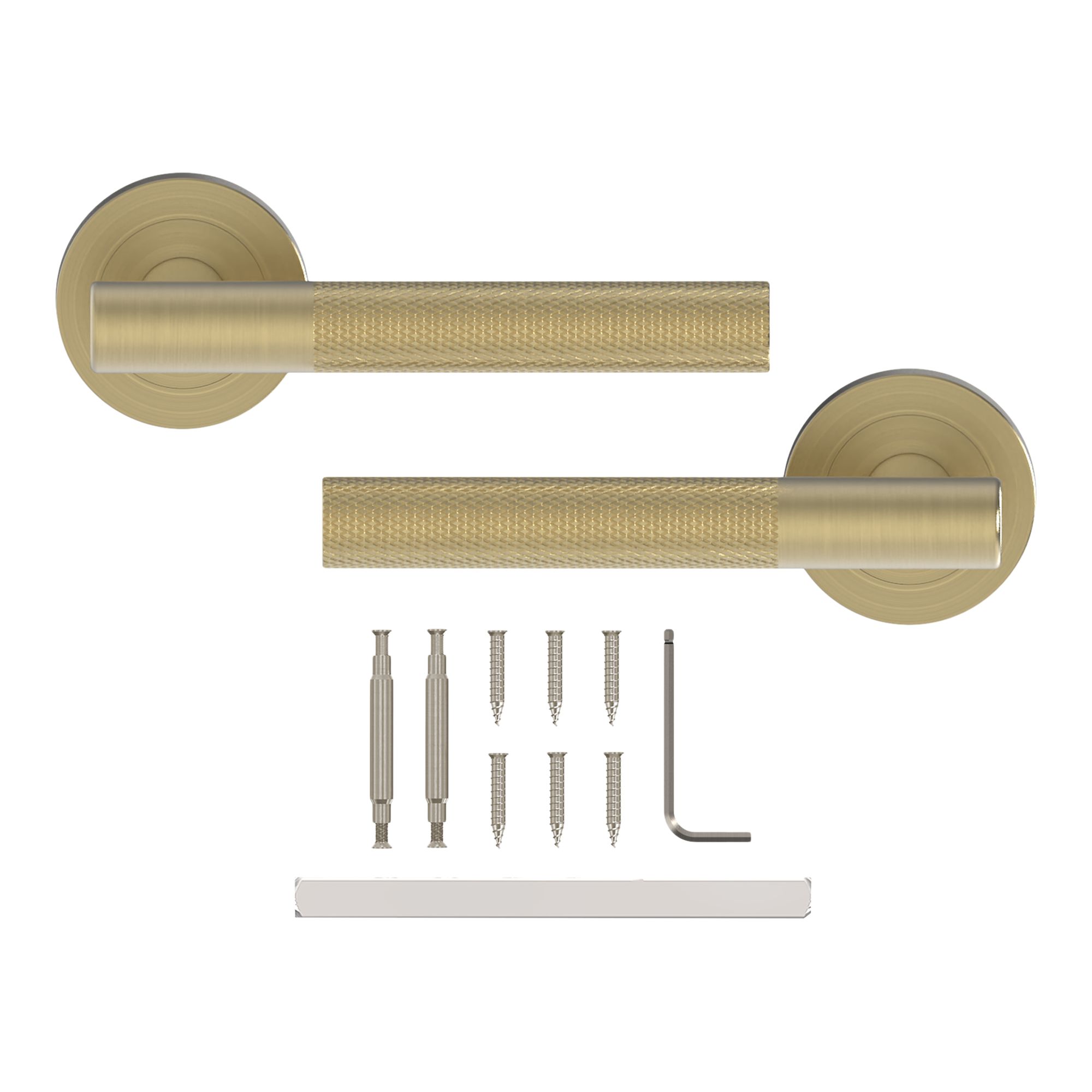 GoodHome Irus Brushed Brass effect Straight Door handle (L)140mm, Pair