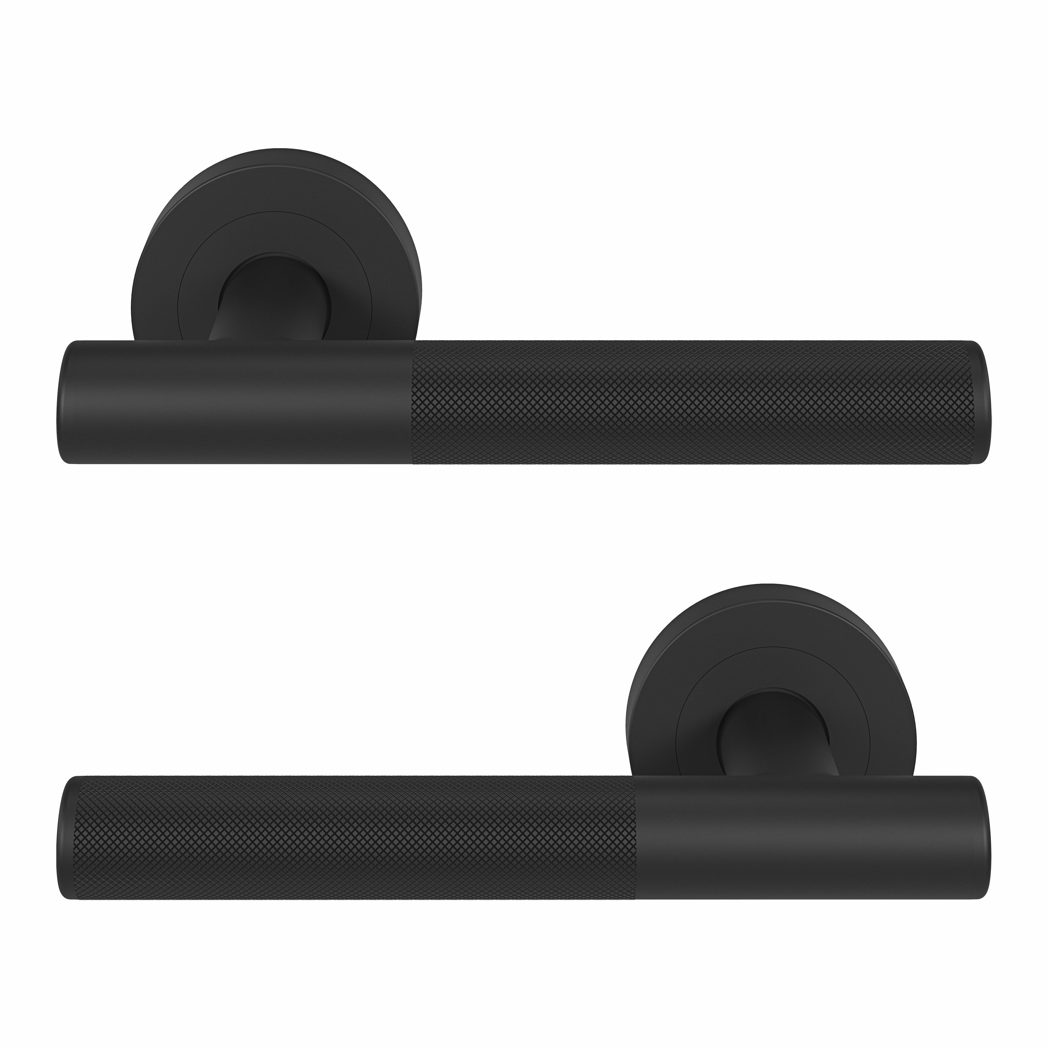 GoodHome Irus Jet Black Round Latch Door handle (L)150mm, Pair