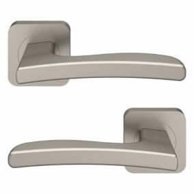 GoodHome Irvil Brushed Brass effect Round Rose Latch Door handle (L)126.5mm (D)58mm, Pair of 2