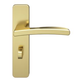 GoodHome Irvil Brushed Brass effect Round WC Door handle (L)126.5mm (D)58mm, Pair of 2