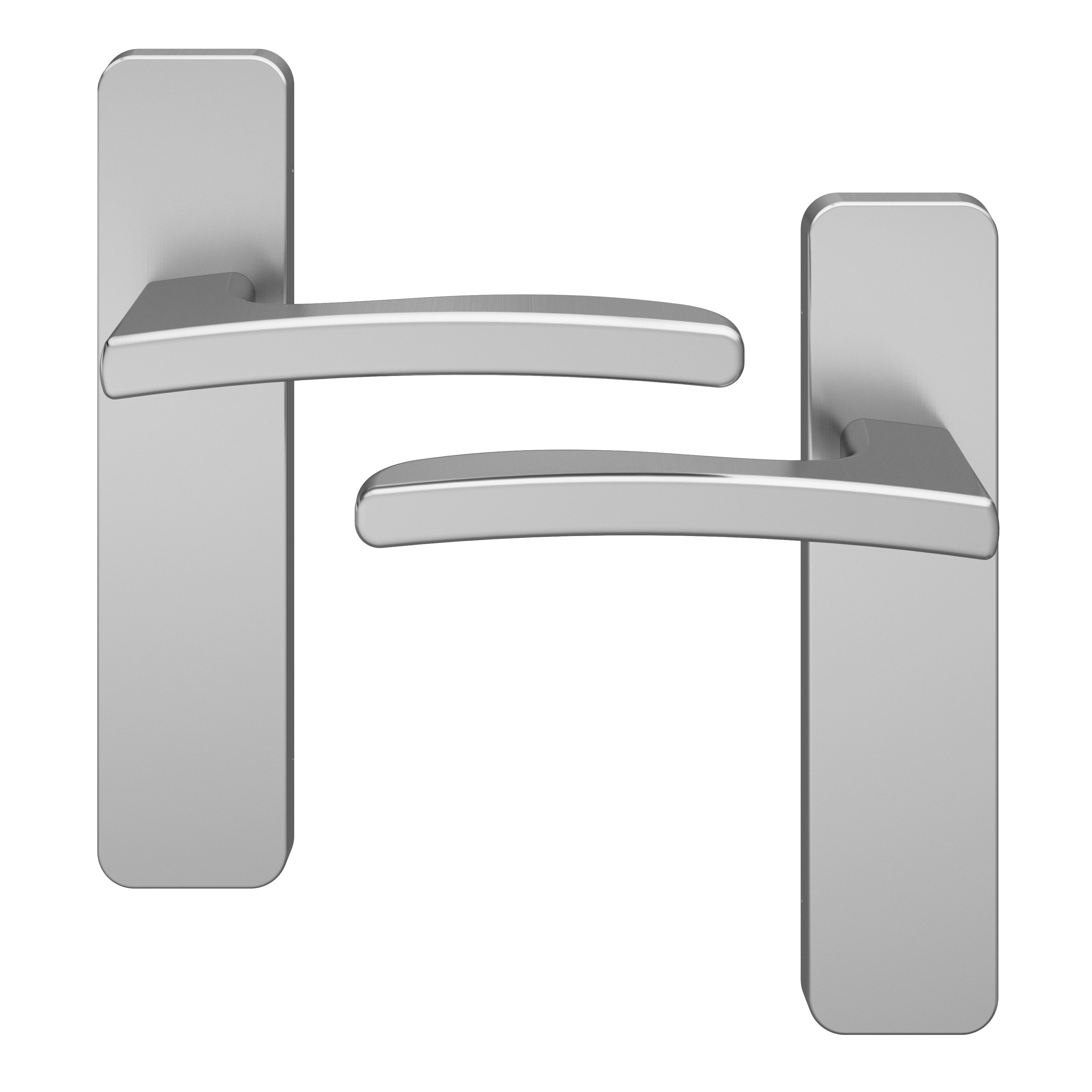 GoodHome Irvil Brushed Nickel effect Arch Latch Door handle (L)126.5mm (D)58mm, Pair