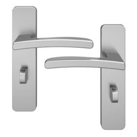 GoodHome Irvil Brushed Nickel effect Round Lock Door handle (L)126.5mm, Pair
