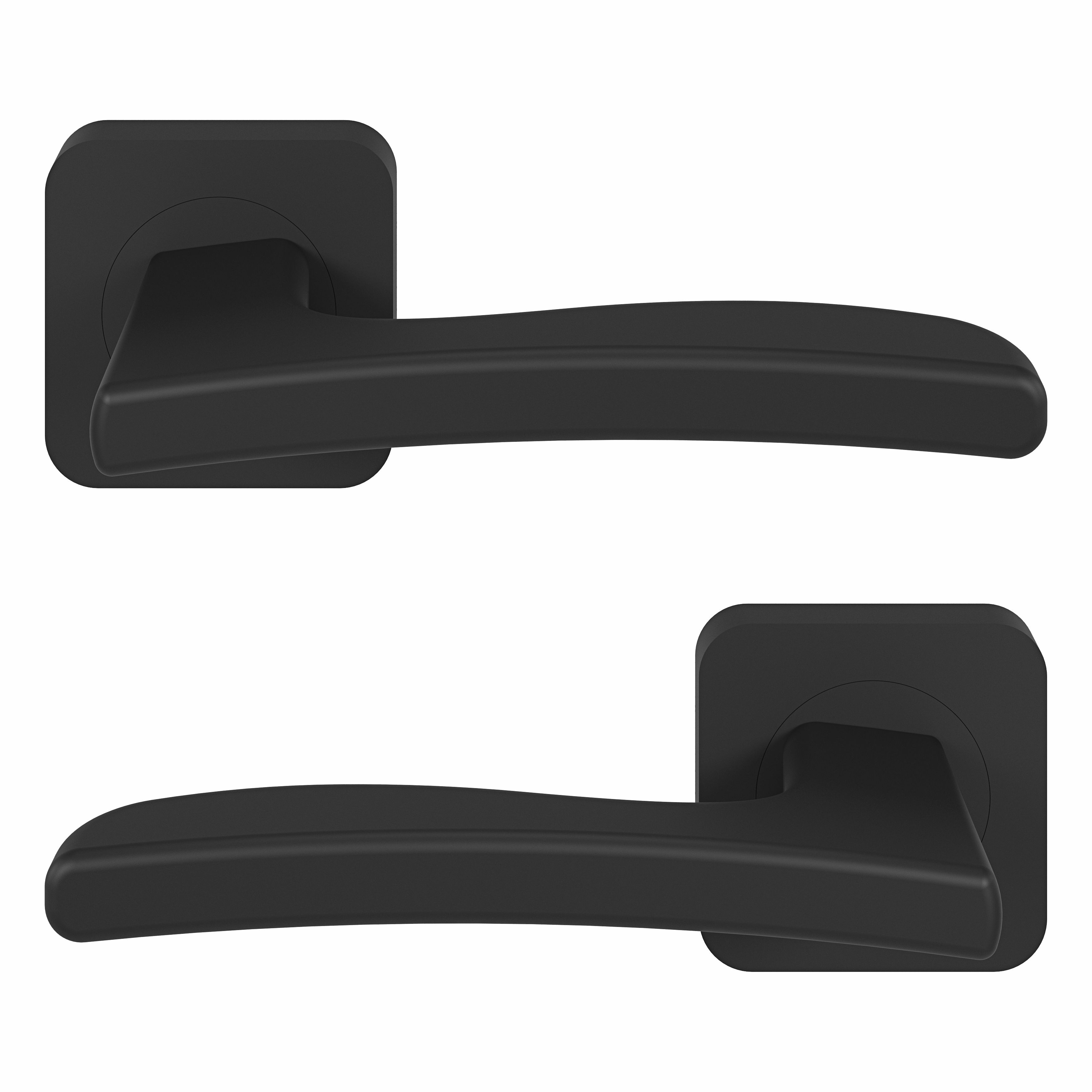 GoodHome Irvil Jet Black Square Latch Door handle (L)126.5mm, Pair