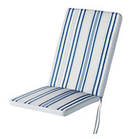 GoodHome Isla Blue Striped High back seat cushion (L)94cm x (W)40cm