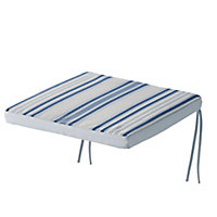 GoodHome Isla Blue Striped Seat pad (L)40cm x (W)40cm