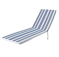 GoodHome Isla Striped Blue Sunlounger cushion (L)190cm x (W)55cm