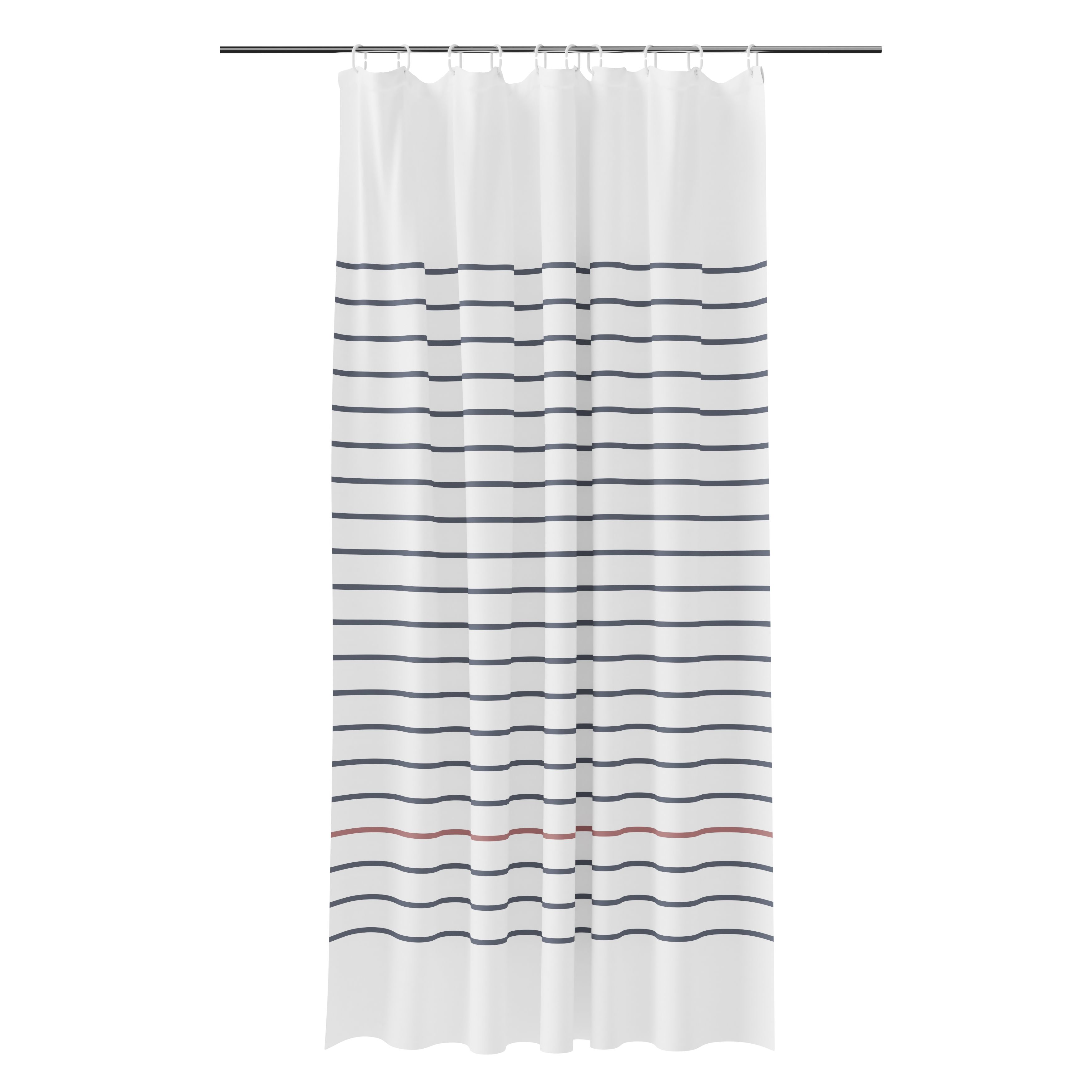 GoodHome Islay White & blue Stripes Shower curtain (L)1800mm | DIY at B&Q