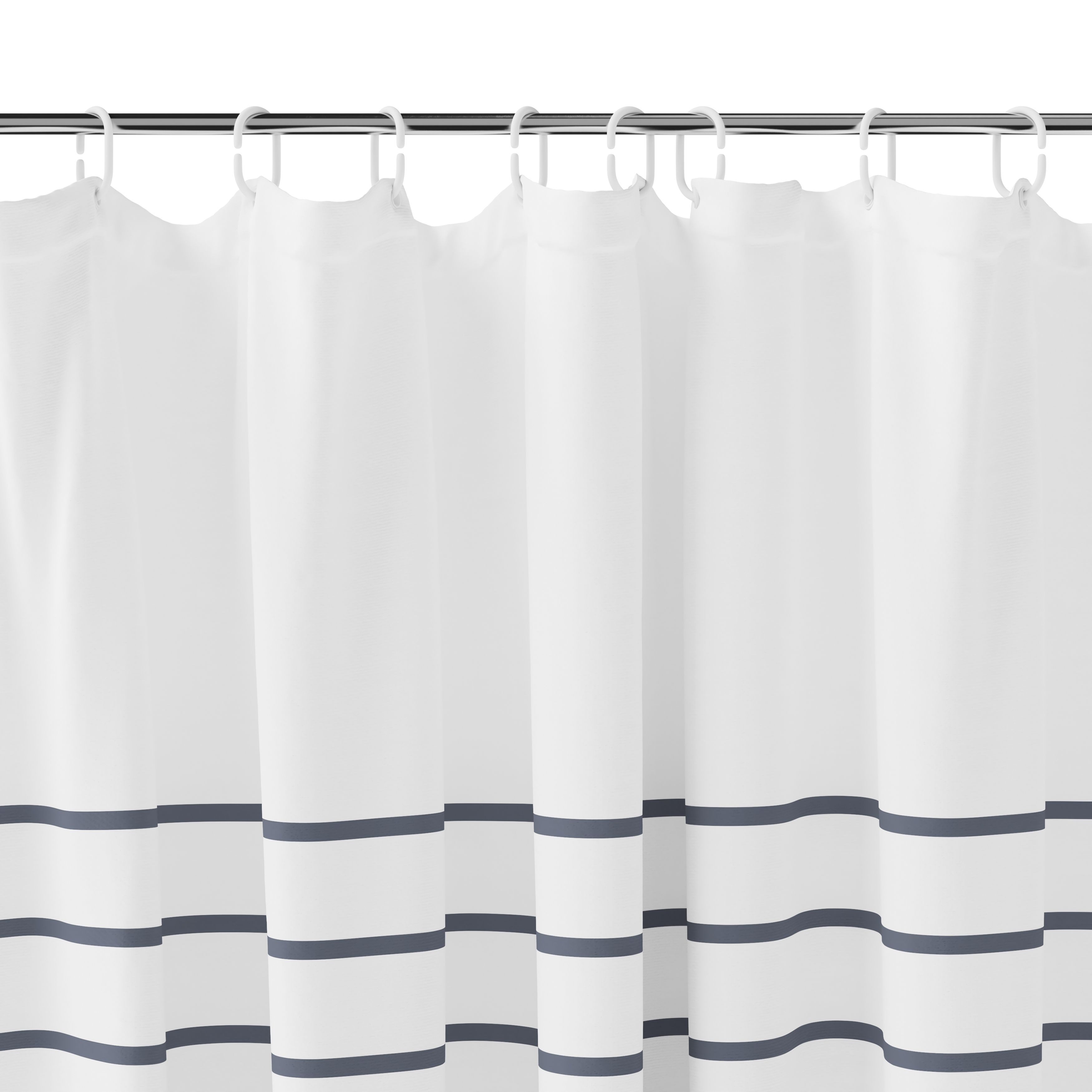 GoodHome Islay White & blue Stripes Shower curtain (W)180cm