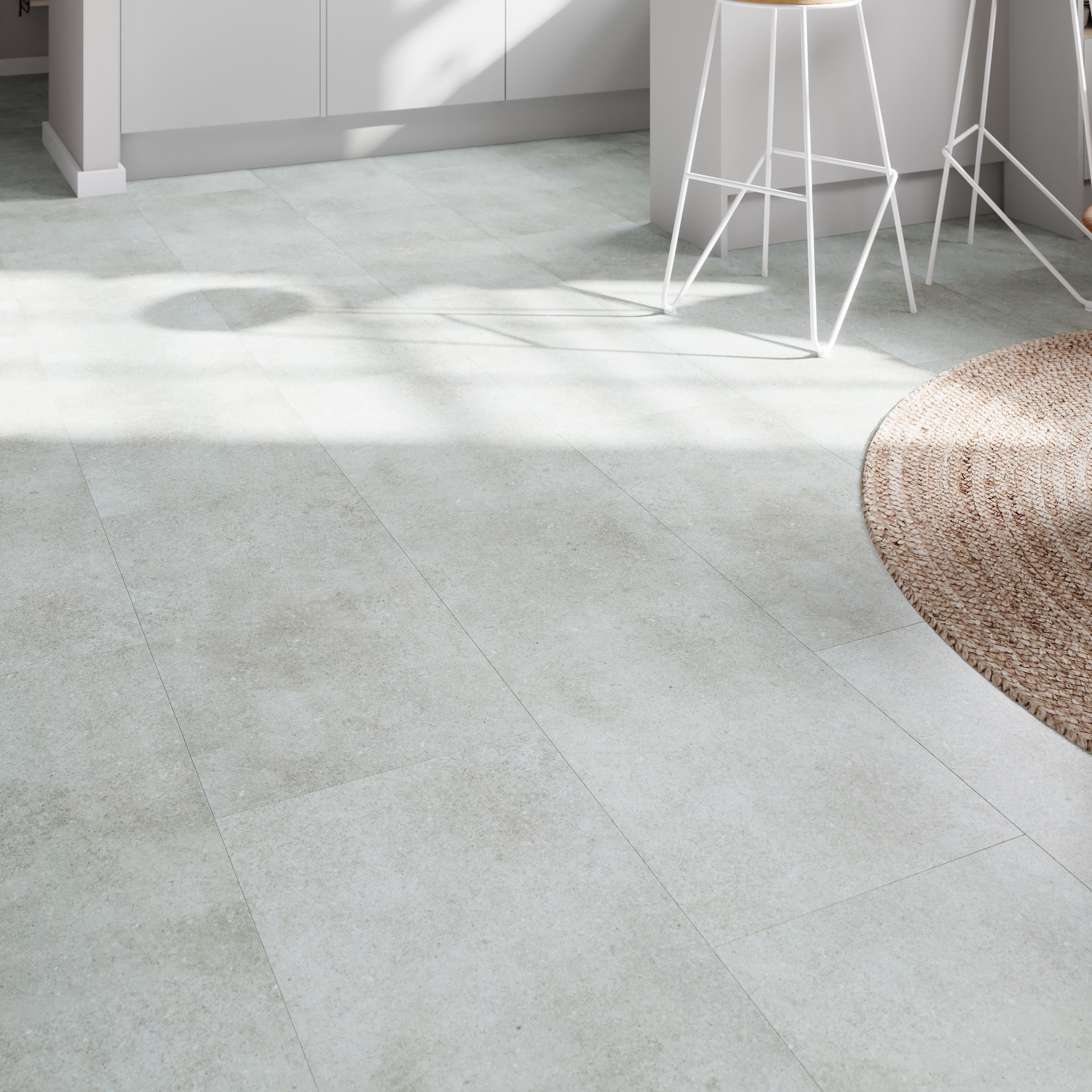 GoodHome Italo ceramin White Deeply textured Concrete effect Textured Click vinyl Tile, 2.4m²