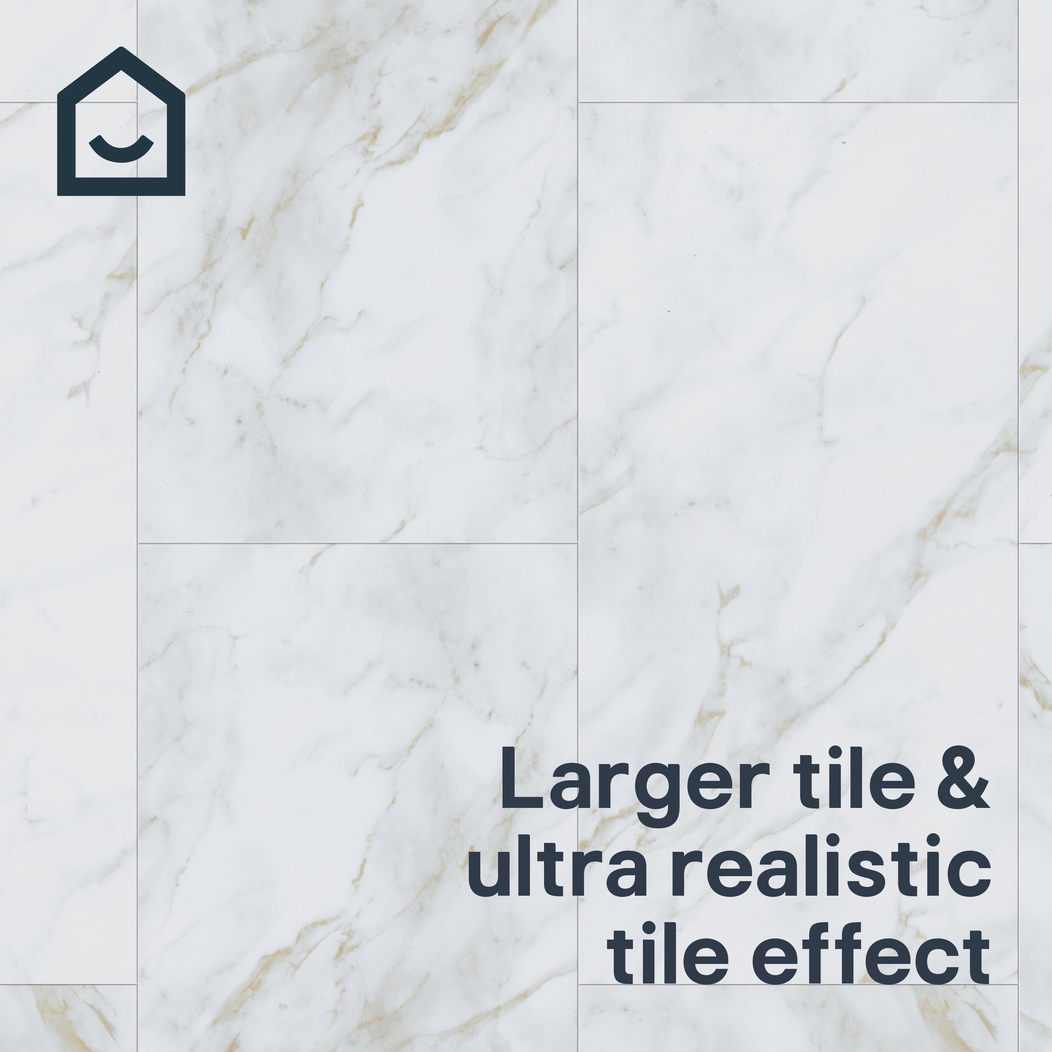 GoodHome Italo ceramin White Deeply textured Marble effect Textured Click vinyl Tile, 2.4m²