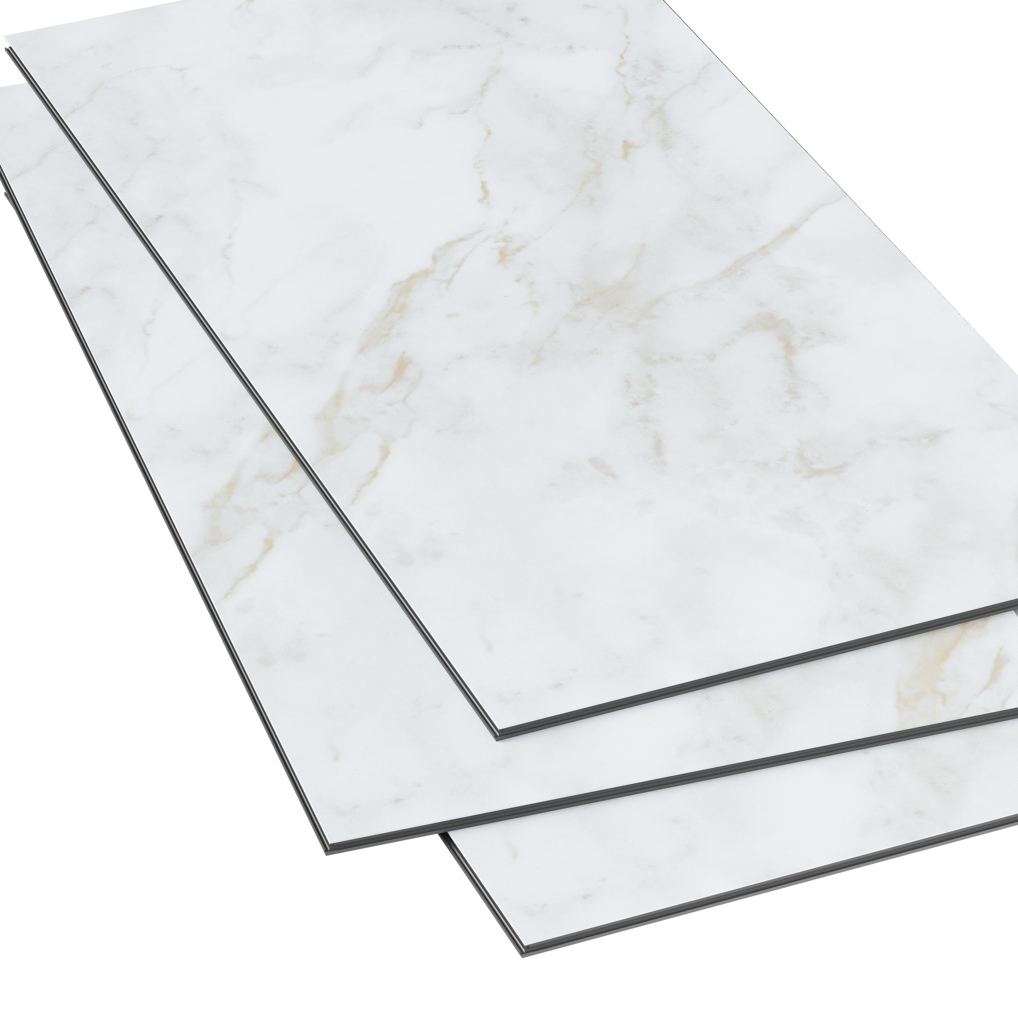 GoodHome Italo ceramin White Deeply textured Marble effect Textured Click vinyl Tile, 2.4m²
