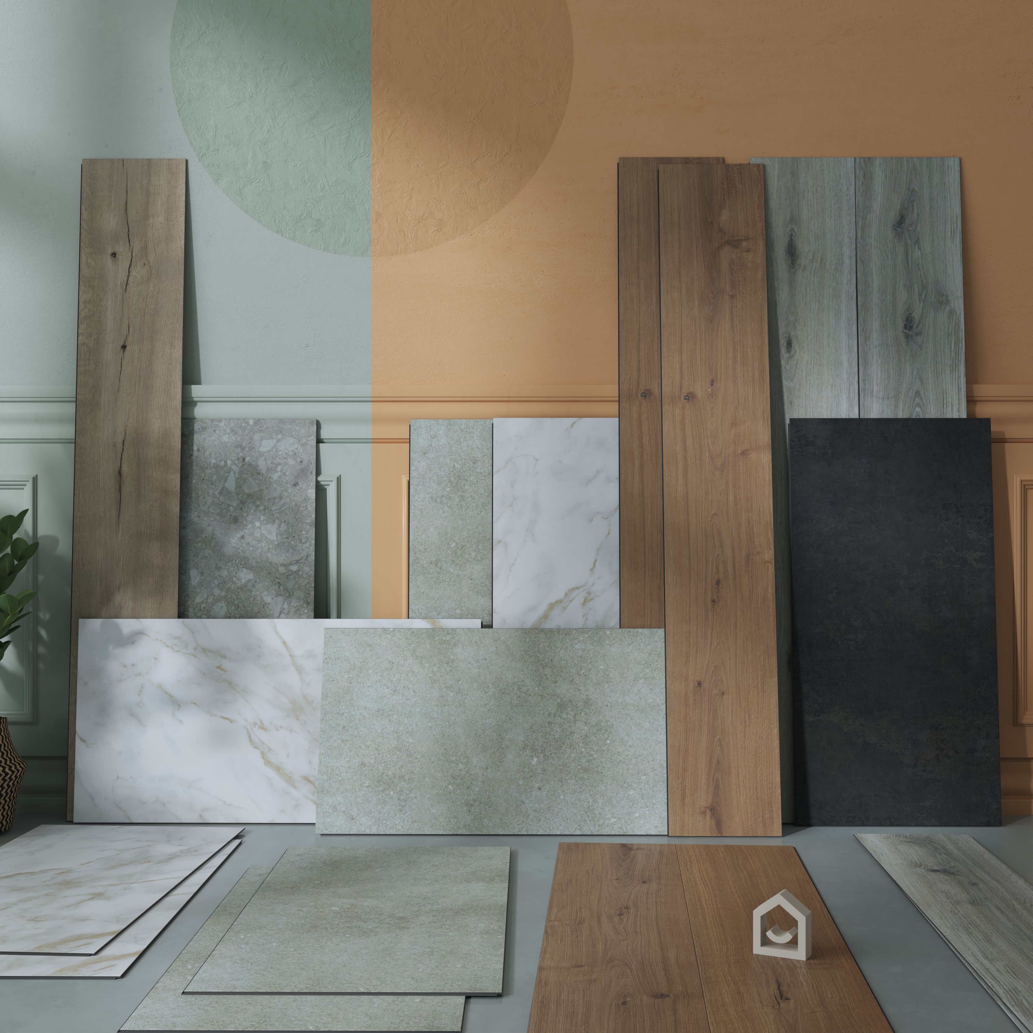 GoodHome Italo ceramin White Deeply textured Marble effect Textured Click vinyl Tile, 2.4m²