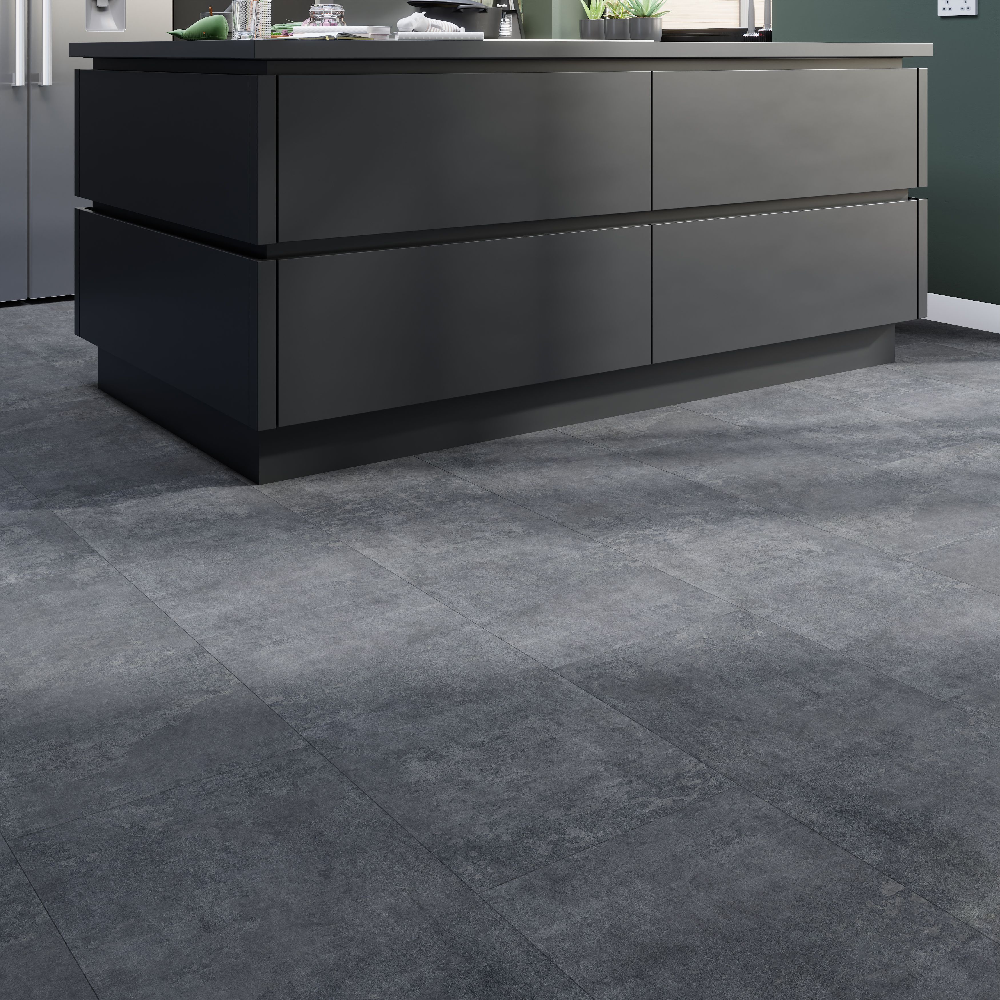 GoodHome Italo Grey Metallic effect Textured Click vinyl Tile Sample